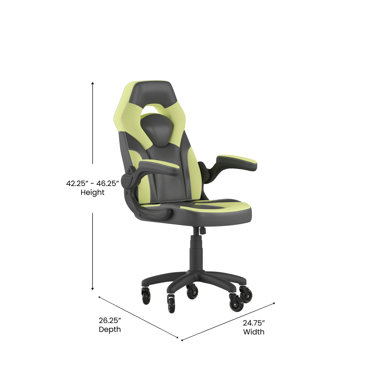 X10 Gaming Chair Racing Office Computer PC Adjustable Chair with Flip-up Arms and Transparent Roller Wheels