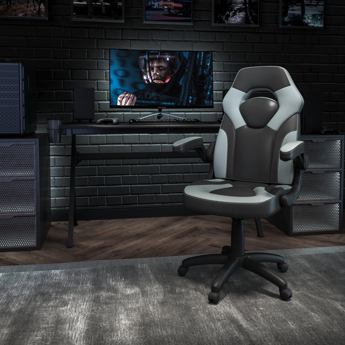 X10 Gaming Chair, Racing Style Ergonomic Office Chair, Height Adjustable Swivel Computer Chair with Flip-Up Arms