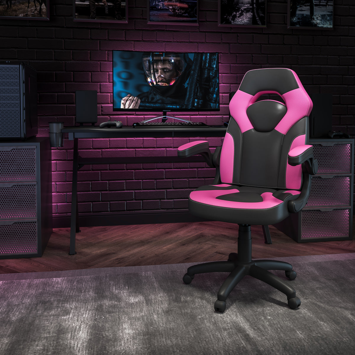 X10 Gaming Chair, Racing Style Ergonomic Office Chair, Height Adjustable Swivel Computer Chair with Flip-Up Arms