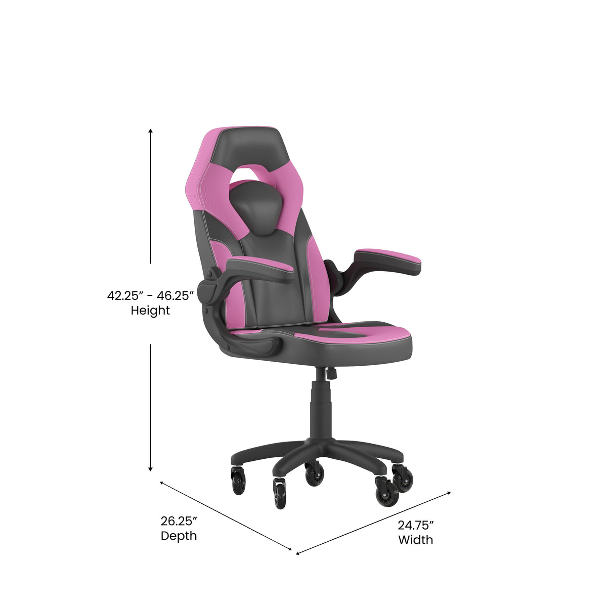 X10 Gaming Chair Racing Office Computer PC Adjustable Chair with Flip-up Arms and Transparent Roller Wheels