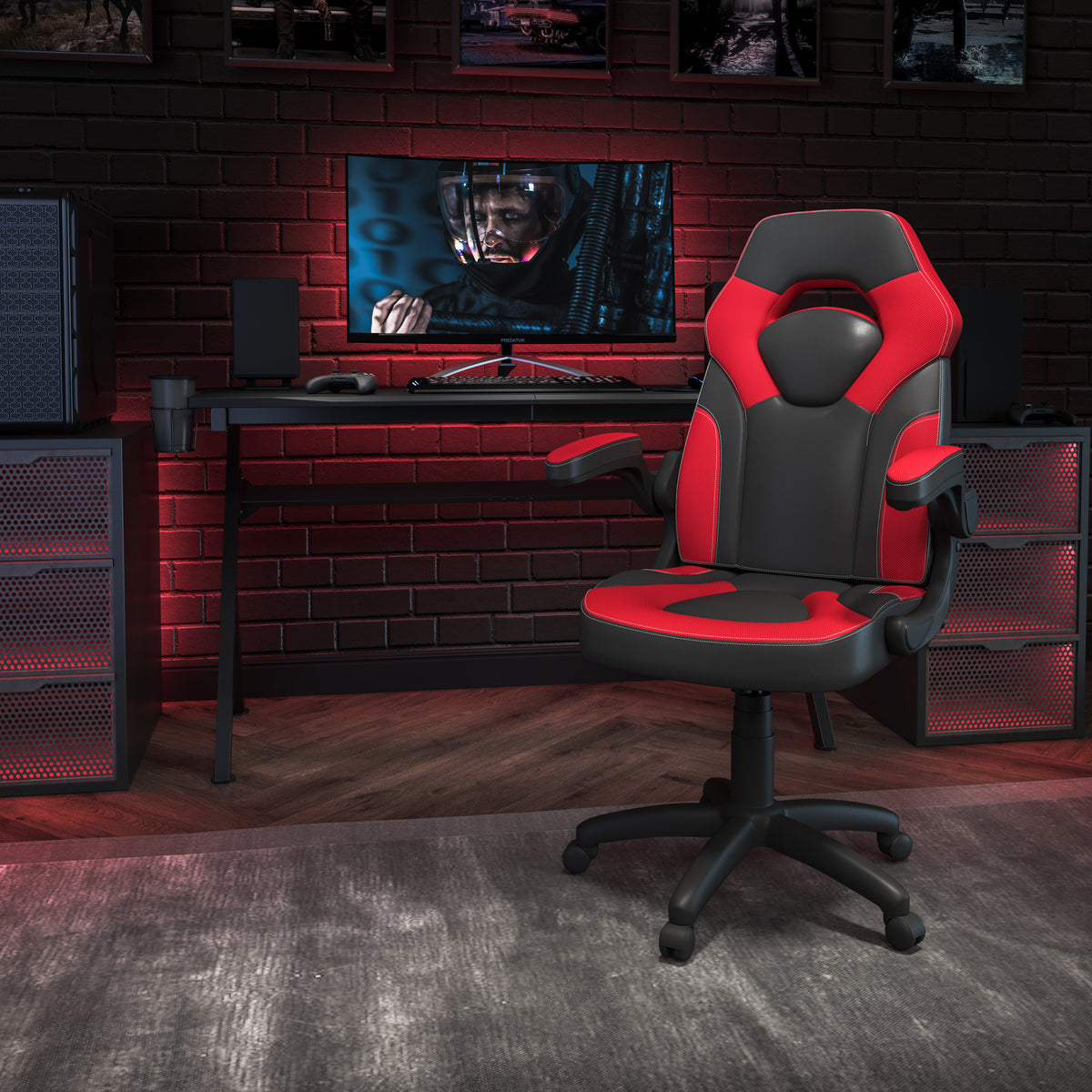 X10 Gaming Chair, Racing Style Ergonomic Office Chair, Height Adjustable Swivel Computer Chair with Flip-Up Arms