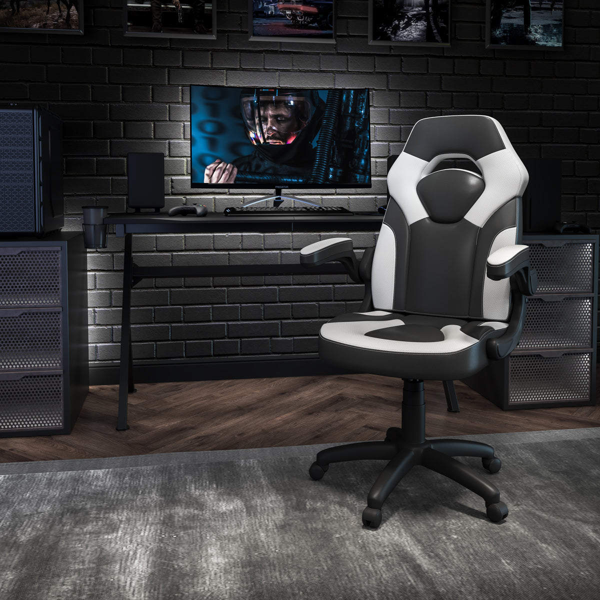 X10 Gaming Chair, Racing Style Ergonomic Office Chair, Height Adjustable Swivel Computer Chair with Flip-Up Arms
