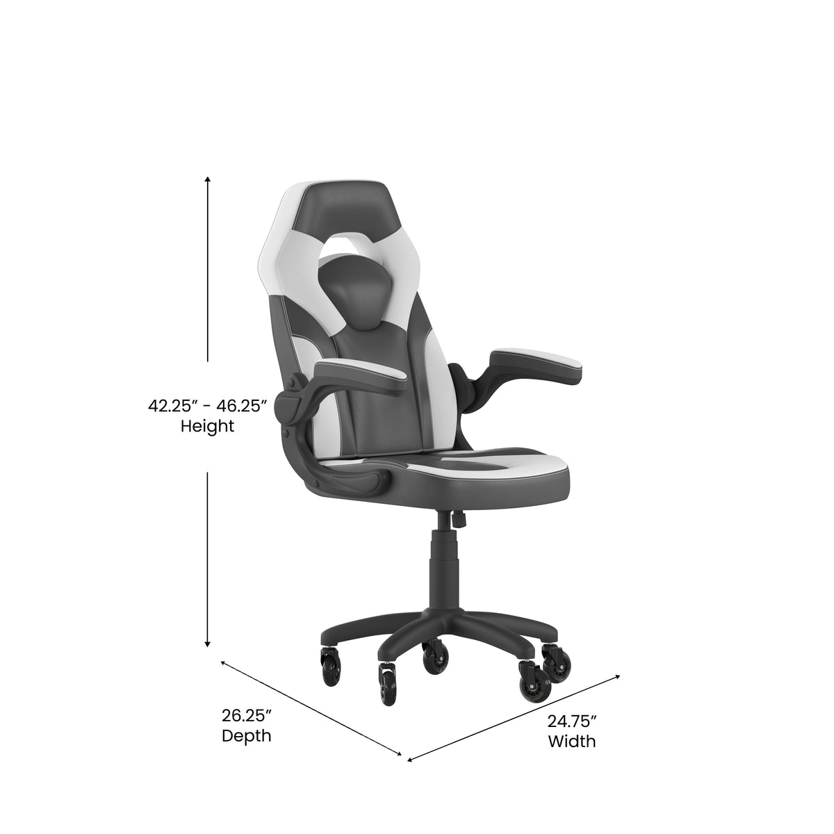 X10 Gaming Chair Racing Office Computer PC Adjustable Chair with Flip-up Arms and Transparent Roller Wheels