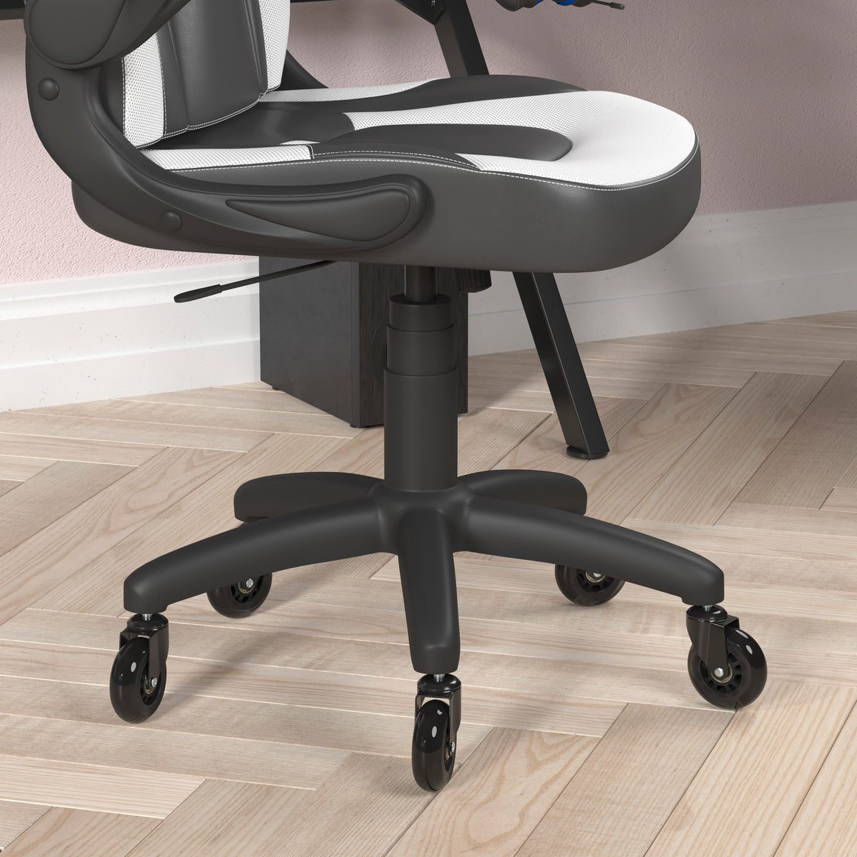 X10 Gaming Chair Racing Office Computer PC Adjustable Chair with Flip-up Arms and Transparent Roller Wheels