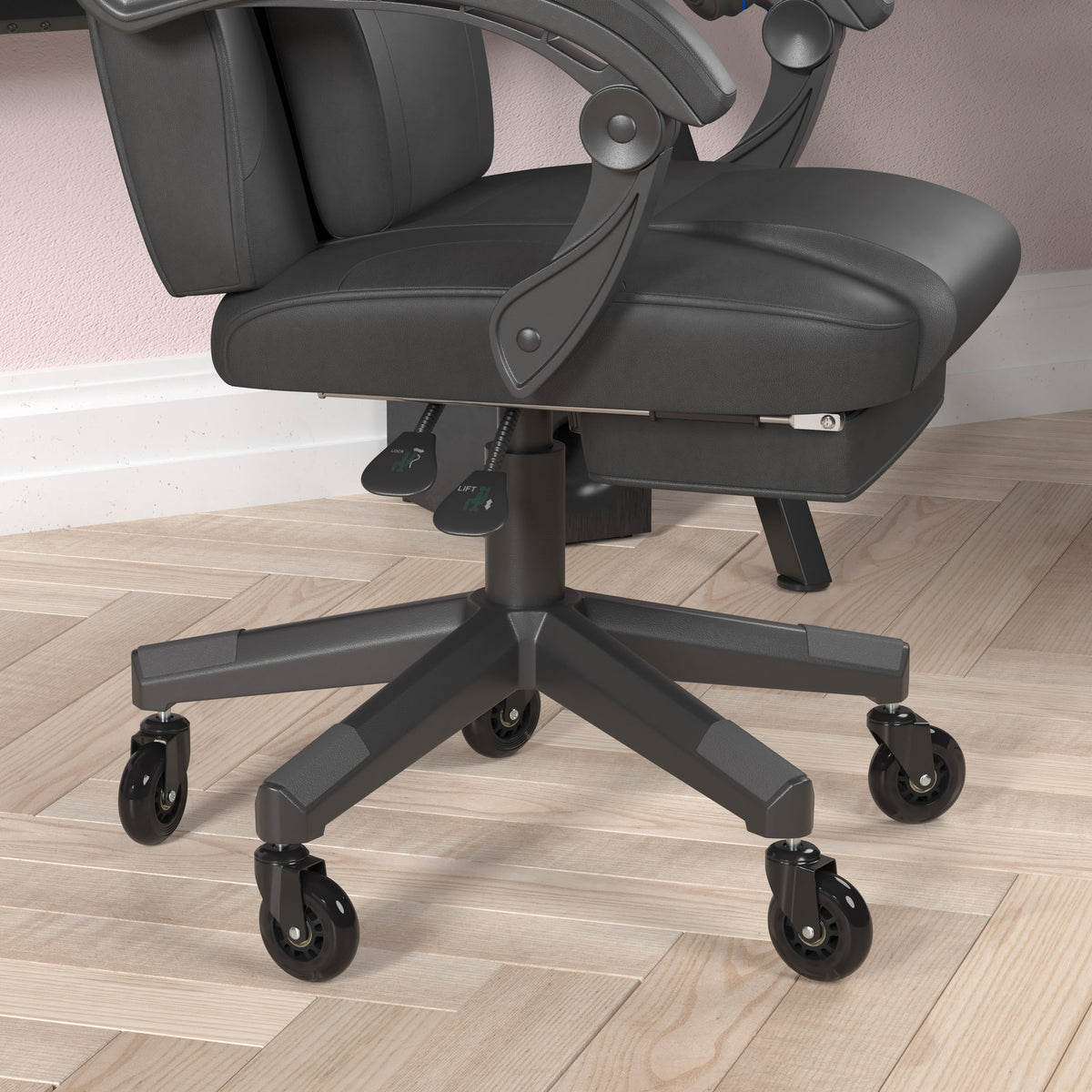 X40 Gaming Chair Racing Computer Chair with Fully Reclining Back/Arms and Transparent Roller Wheels, Slide-Out Footrest