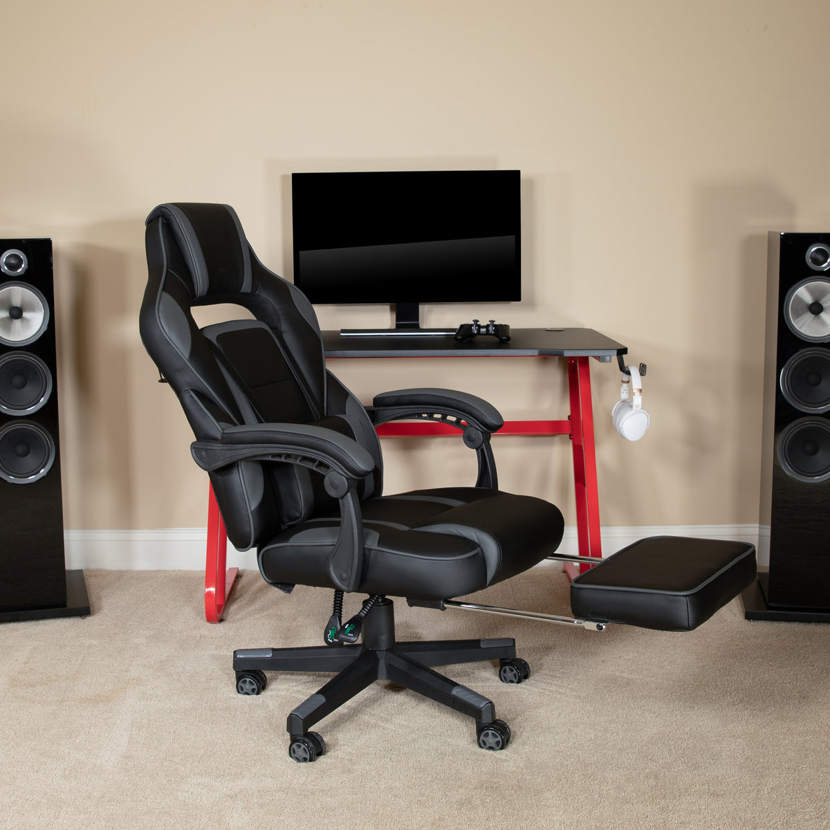 X40 Gaming Chair Racing Ergonomic Computer Chair with Fully Reclining Back/Arms, Slide-Out Footrest, Massaging Lumbar