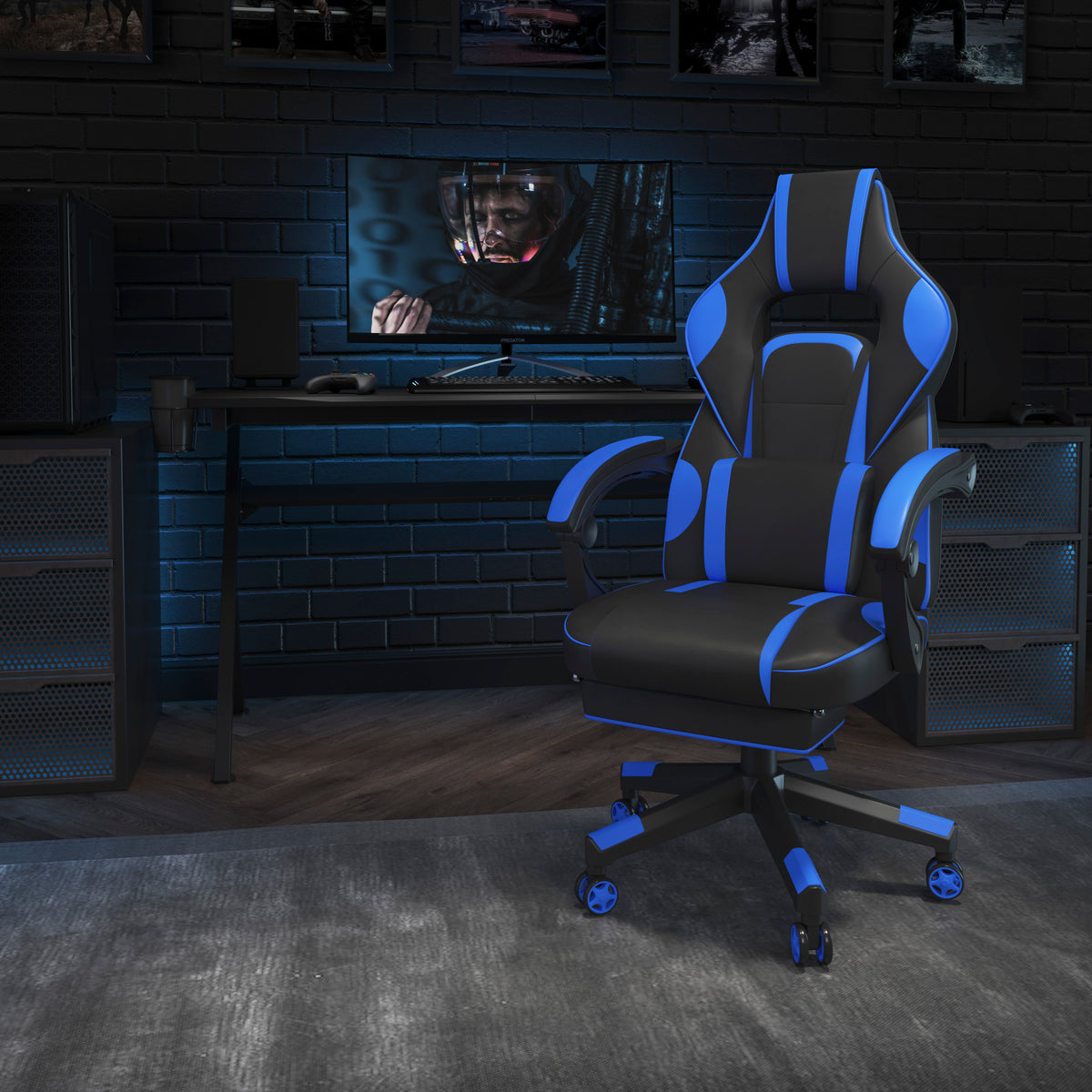 X40 Gaming Chair Racing Ergonomic Computer Chair with Fully Reclining Back/Arms, Slide-Out Footrest, Massaging Lumbar
