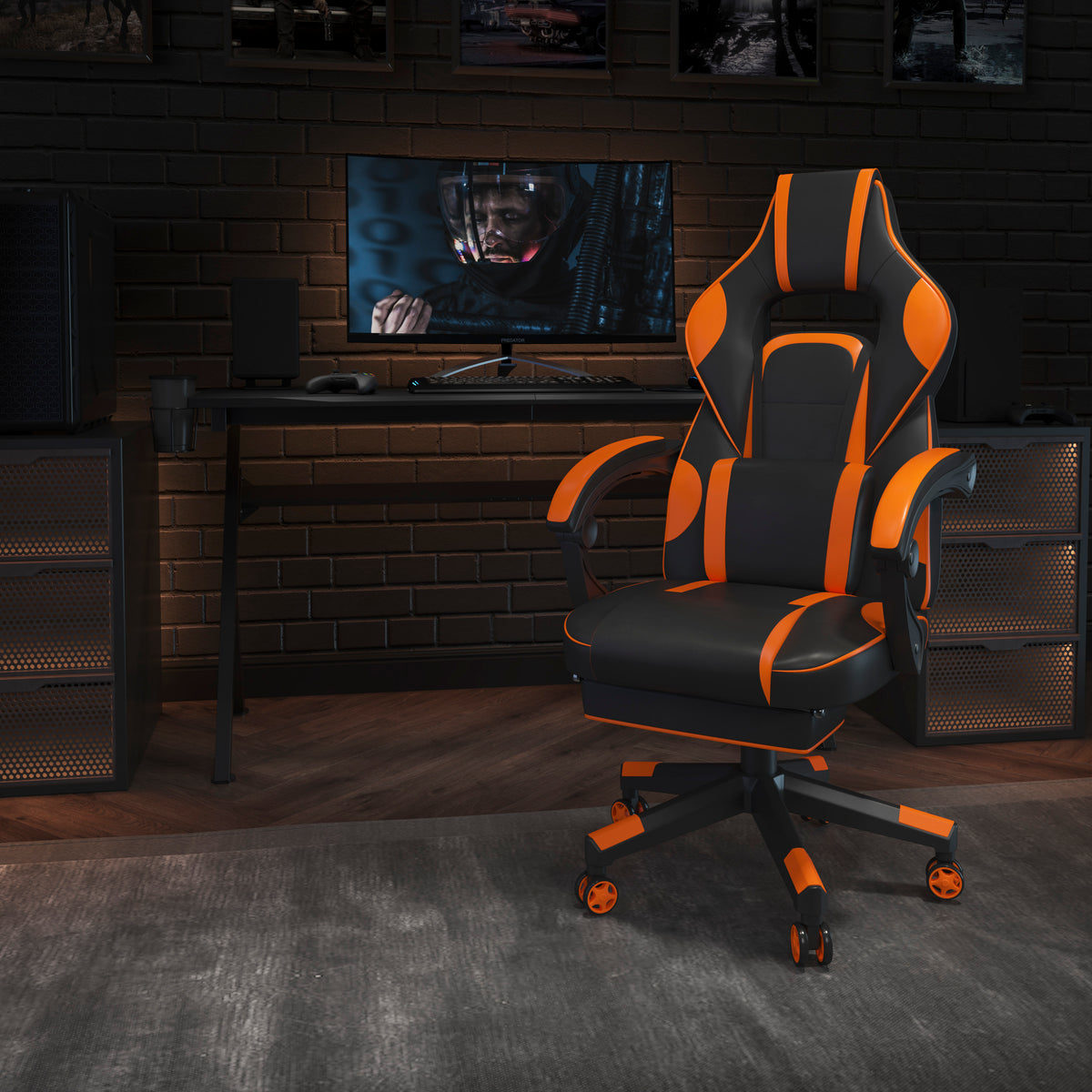 X40 Gaming Chair Racing Ergonomic Computer Chair with Fully Reclining Back/Arms, Slide-Out Footrest, Massaging Lumbar