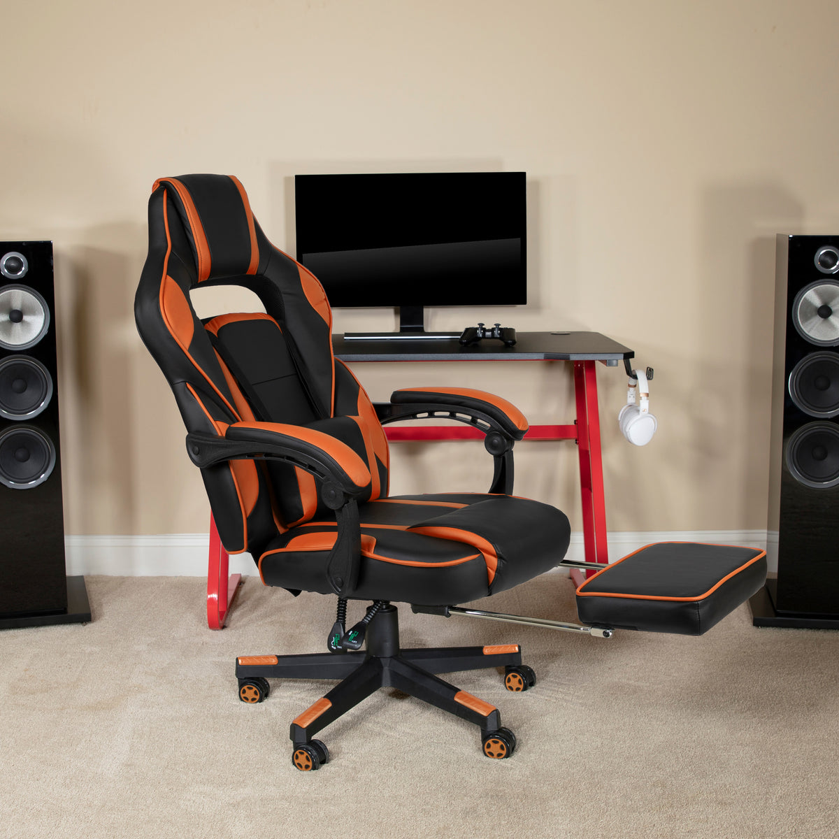 X40 Gaming Chair Racing Ergonomic Computer Chair with Fully Reclining Back/Arms, Slide-Out Footrest, Massaging Lumbar