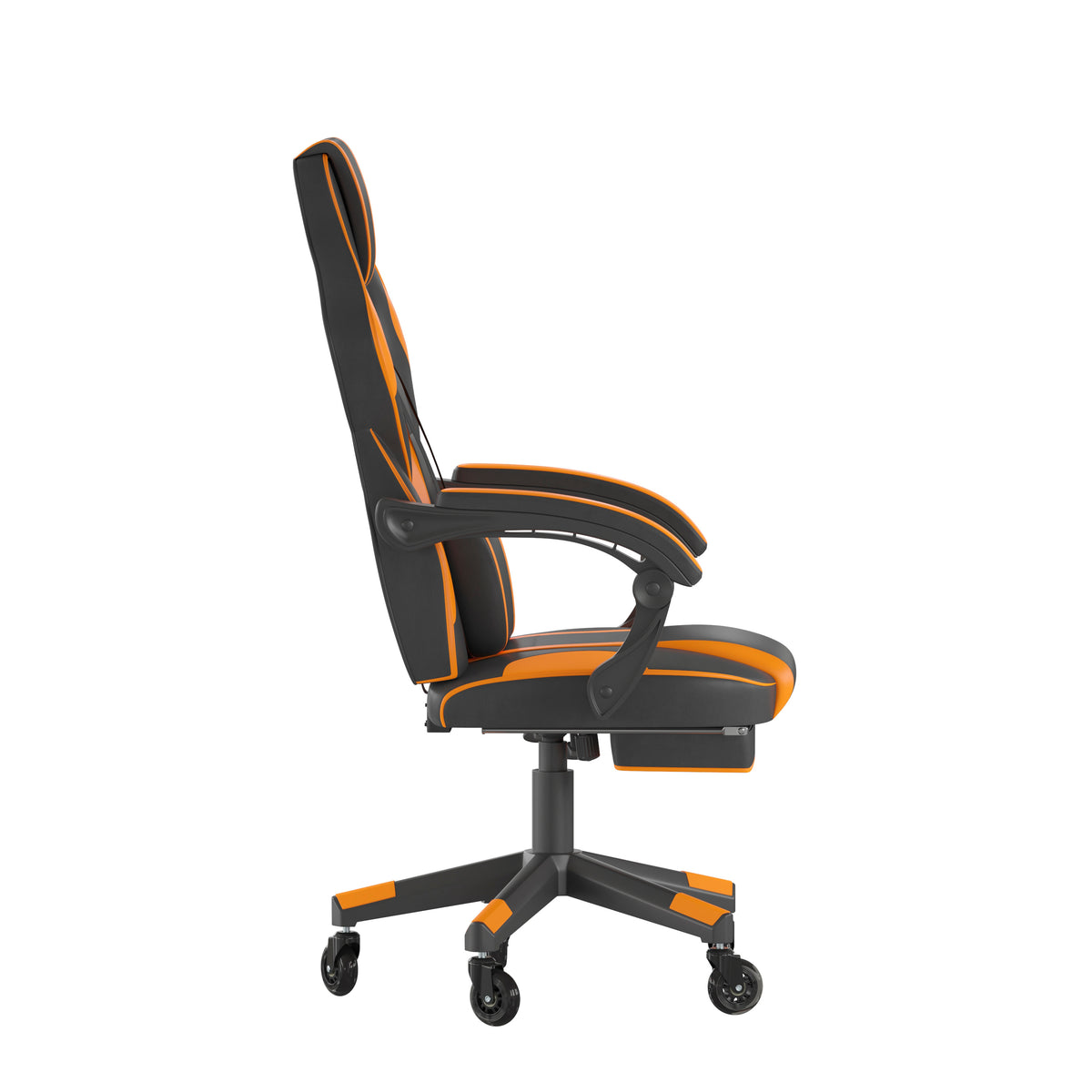 X40 Gaming Chair Racing Computer Chair with Fully Reclining Back/Arms and Transparent Roller Wheels, Slide-Out Footrest