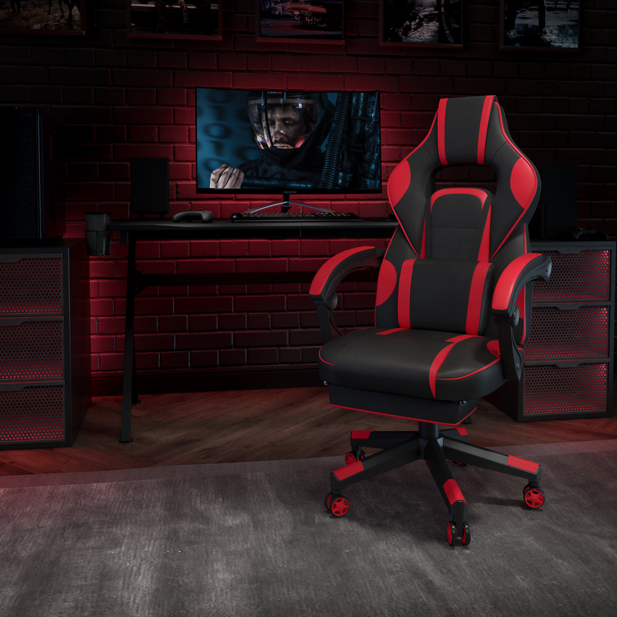 X40 Gaming Chair Racing Ergonomic Computer Chair with Fully Reclining Back/Arms, Slide-Out Footrest, Massaging Lumbar
