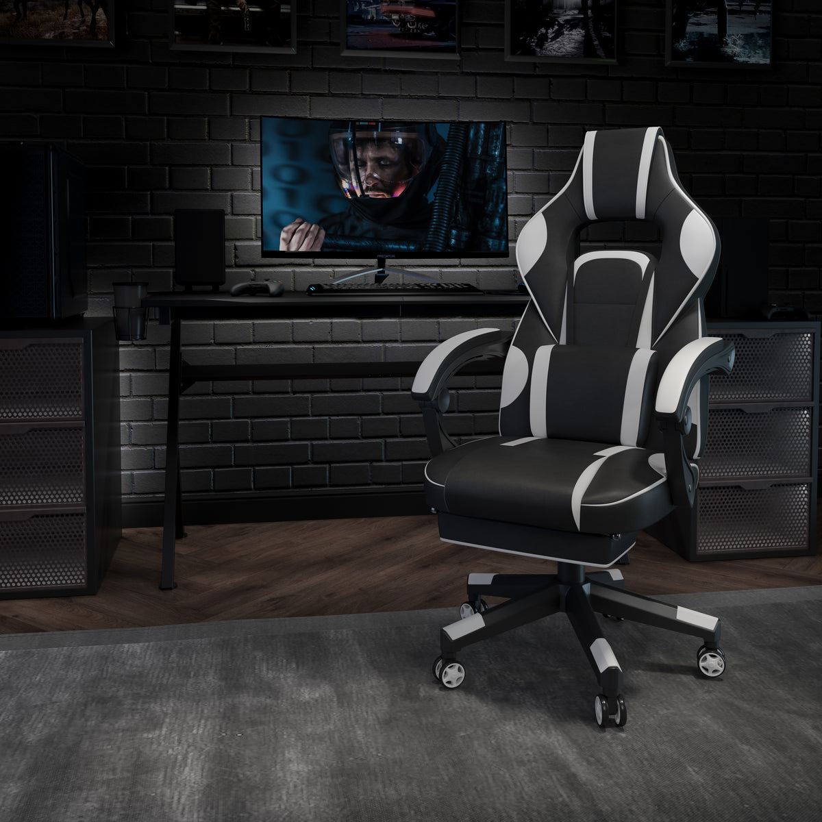 X40 Gaming Chair Racing Ergonomic Computer Chair with Fully Reclining Back/Arms, Slide-Out Footrest, Massaging Lumbar