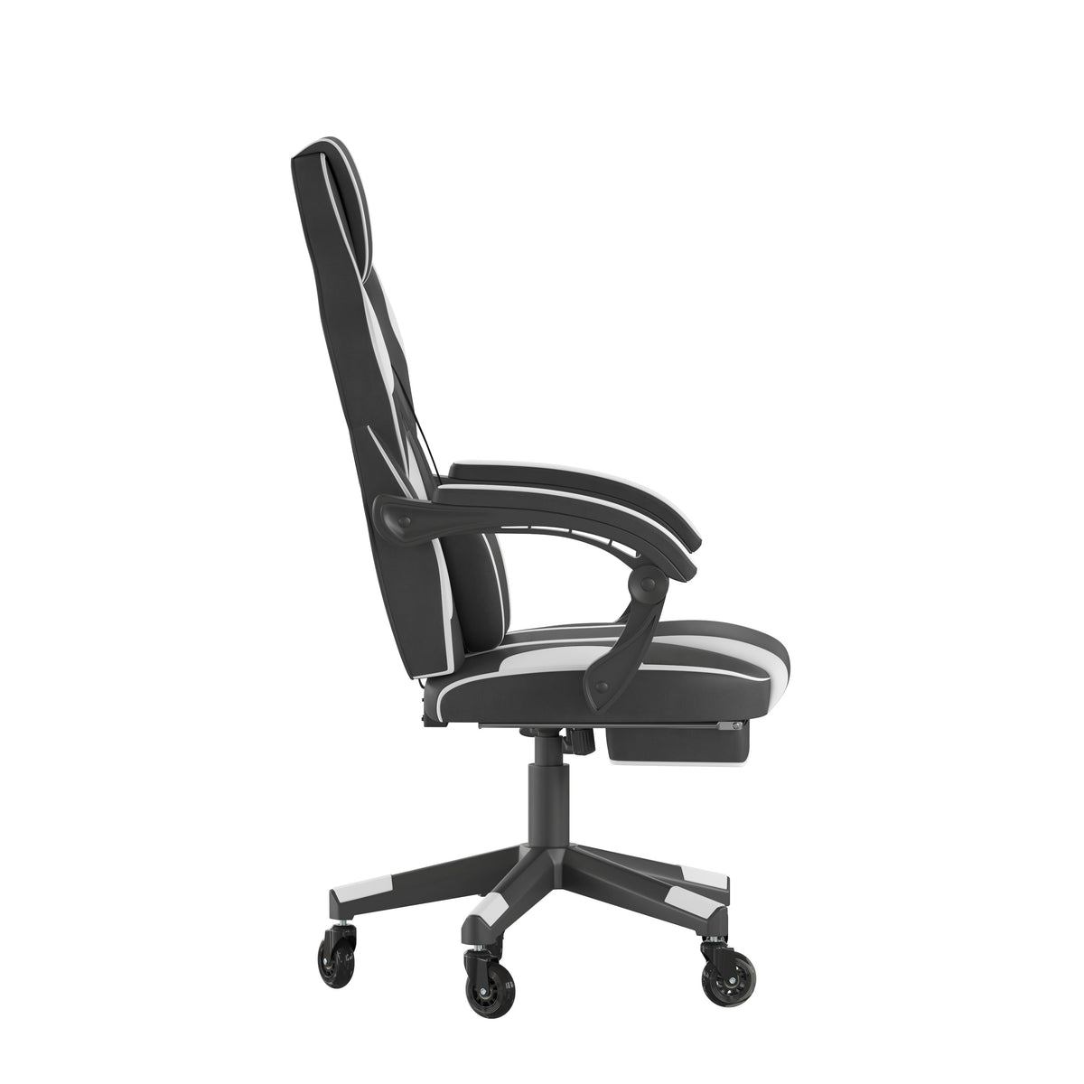 X40 Gaming Chair Racing Computer Chair with Fully Reclining Back/Arms and Transparent Roller Wheels, Slide-Out Footrest