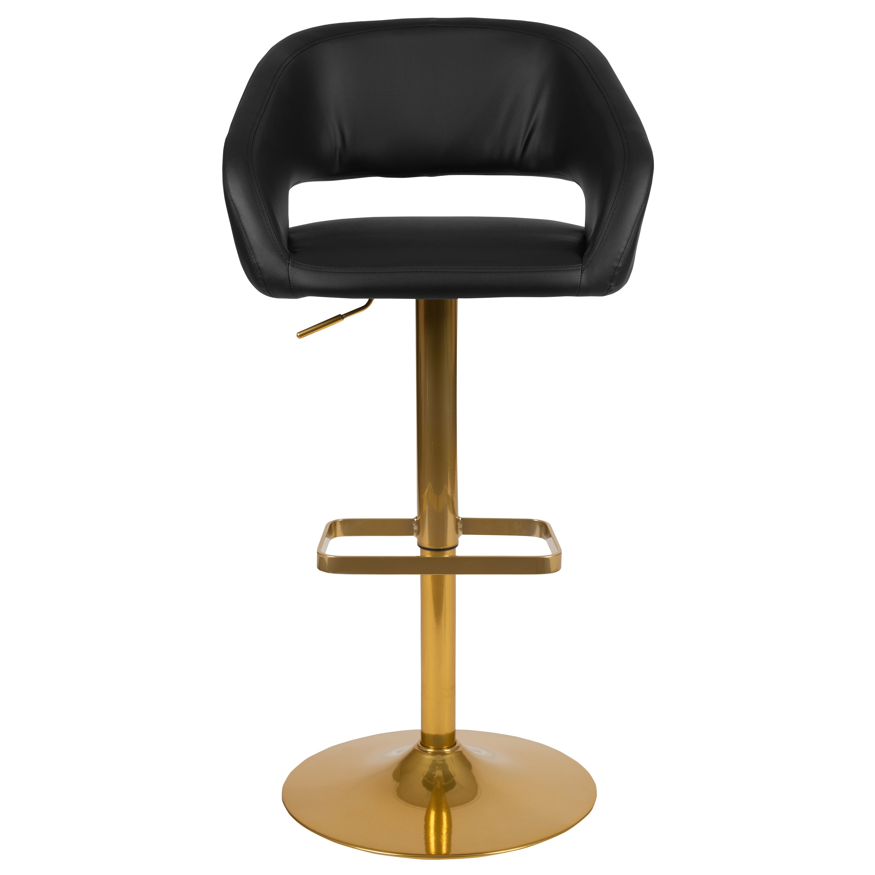 Contemporary Vinyl Adjustable Height Barstool with Rounded Mid-Back