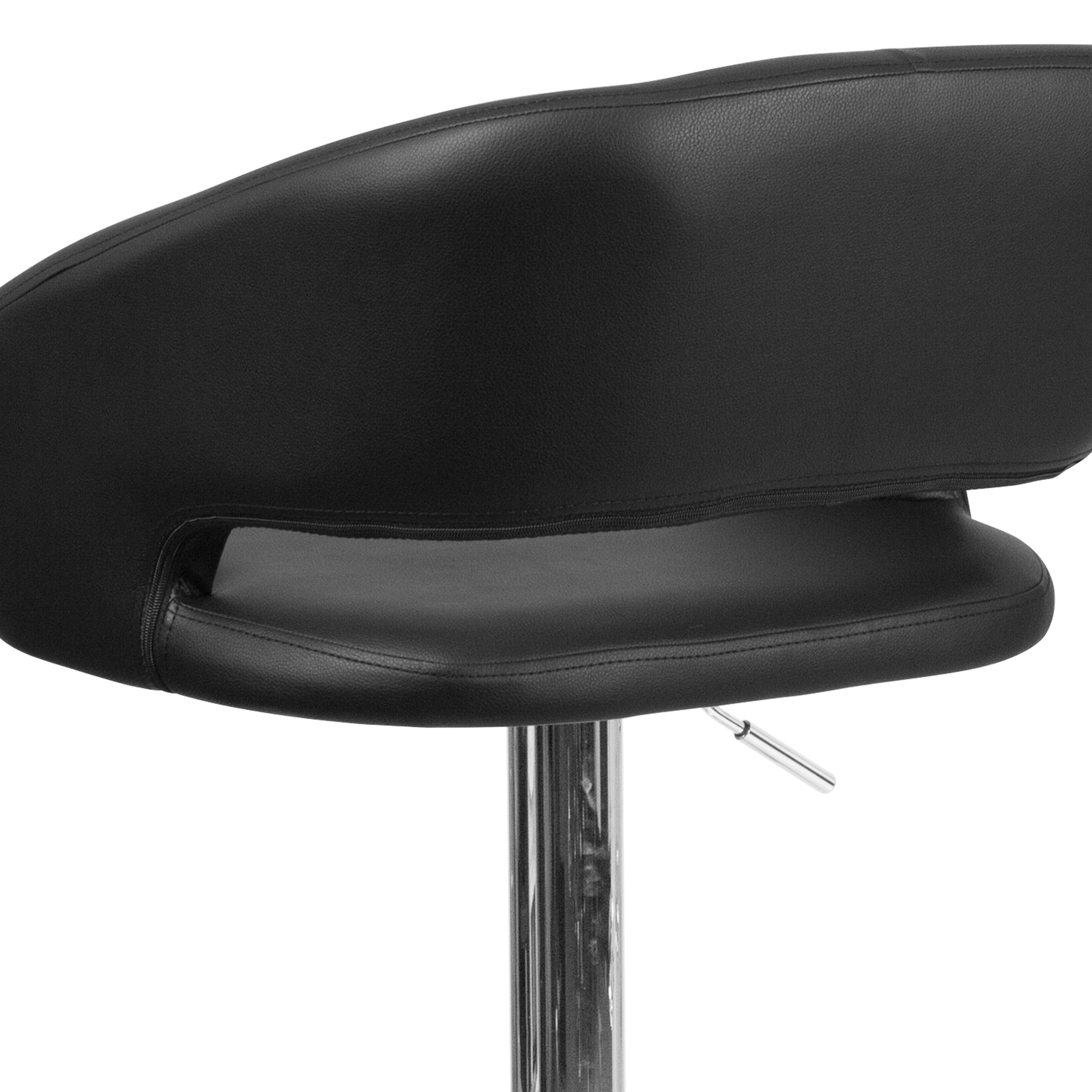 Contemporary Vinyl Adjustable Height Barstool with Rounded Mid-Back