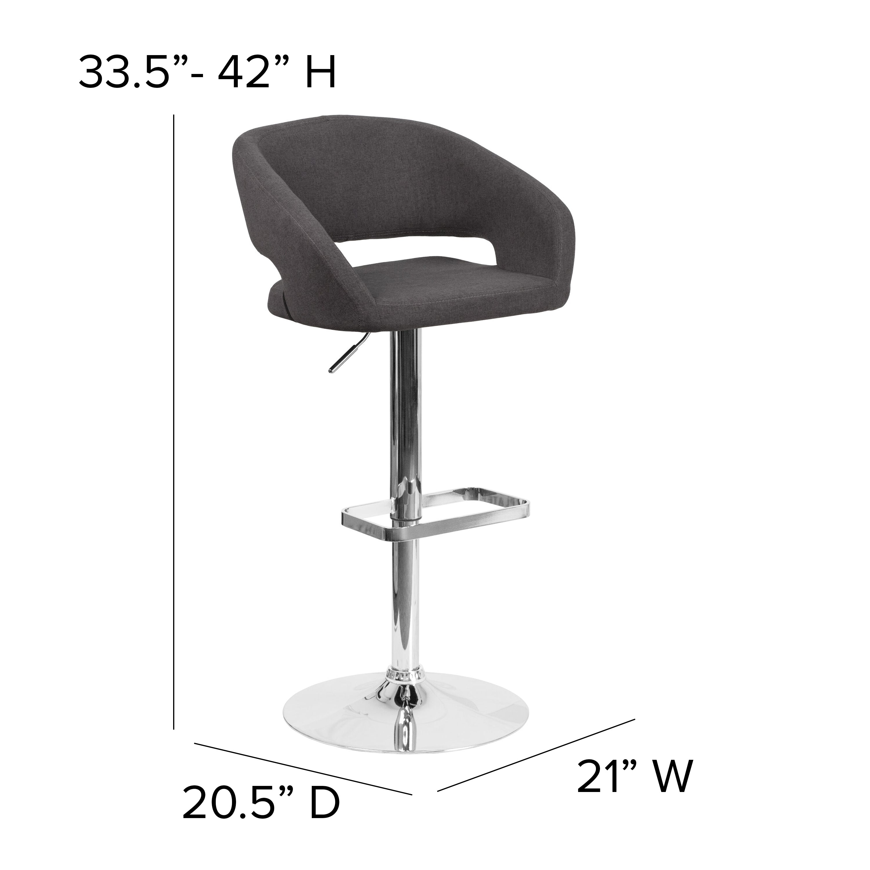 Contemporary Vinyl Adjustable Height Barstool with Rounded Mid-Back