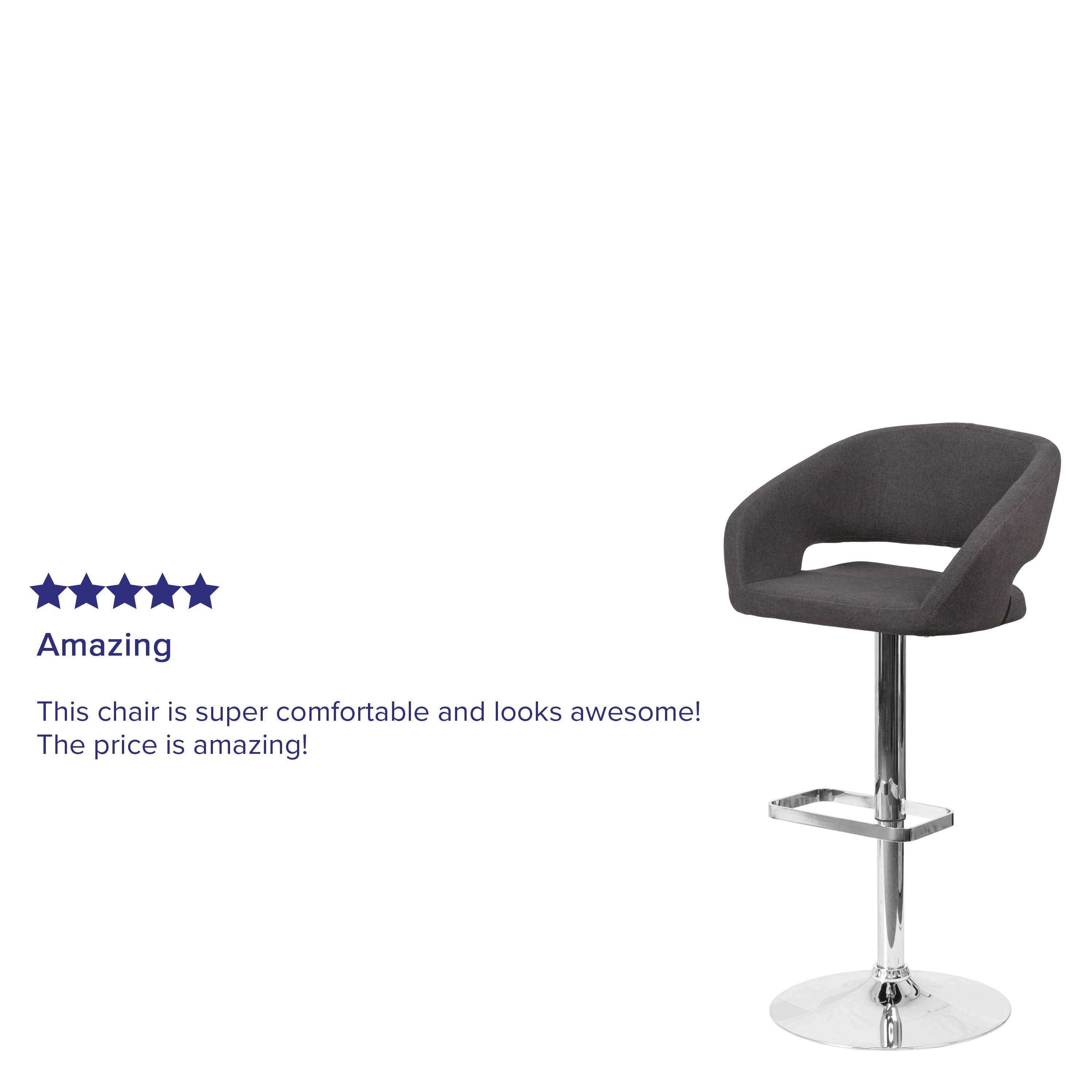 Contemporary Vinyl Adjustable Height Barstool with Rounded Mid-Back