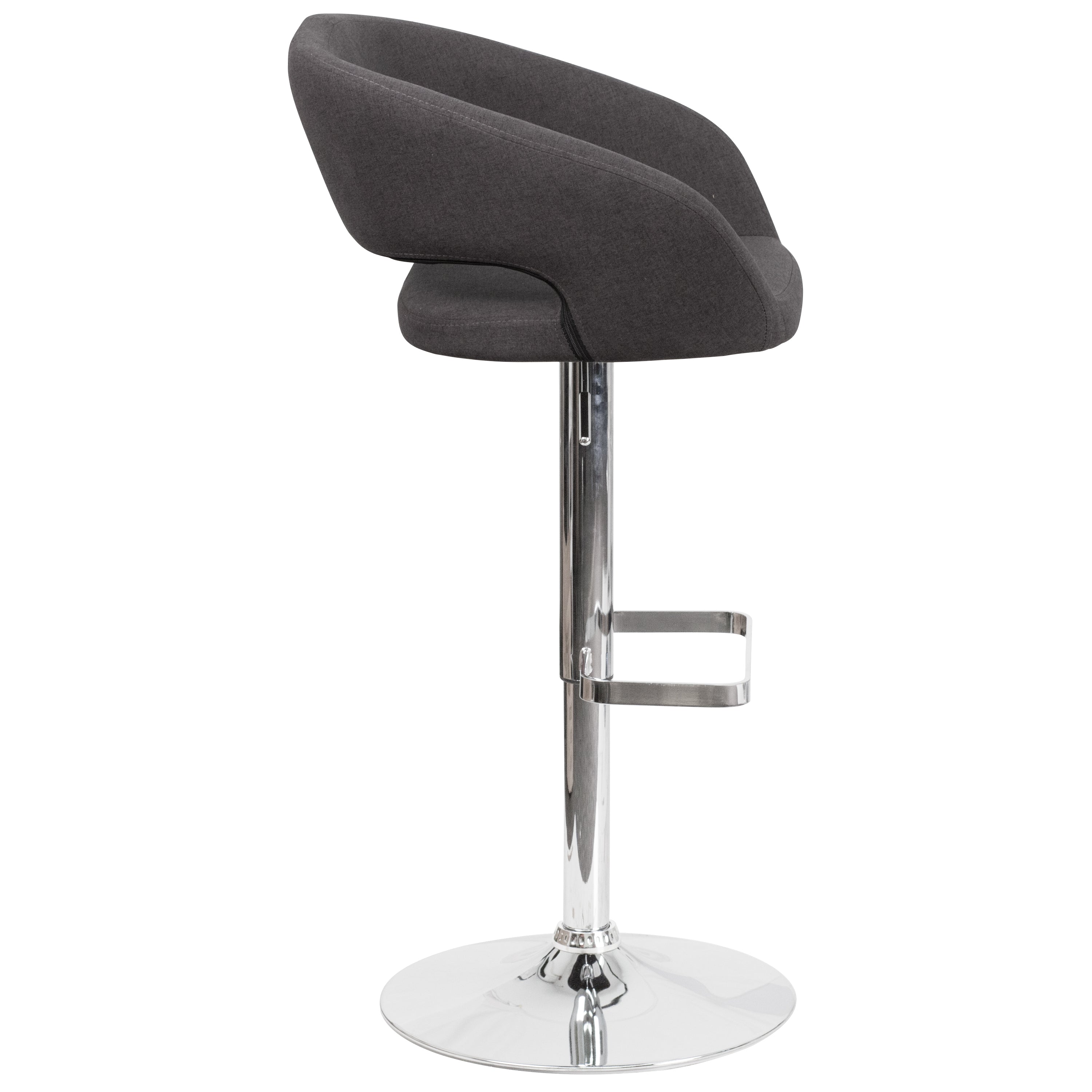 Contemporary Vinyl Adjustable Height Barstool with Rounded Mid-Back