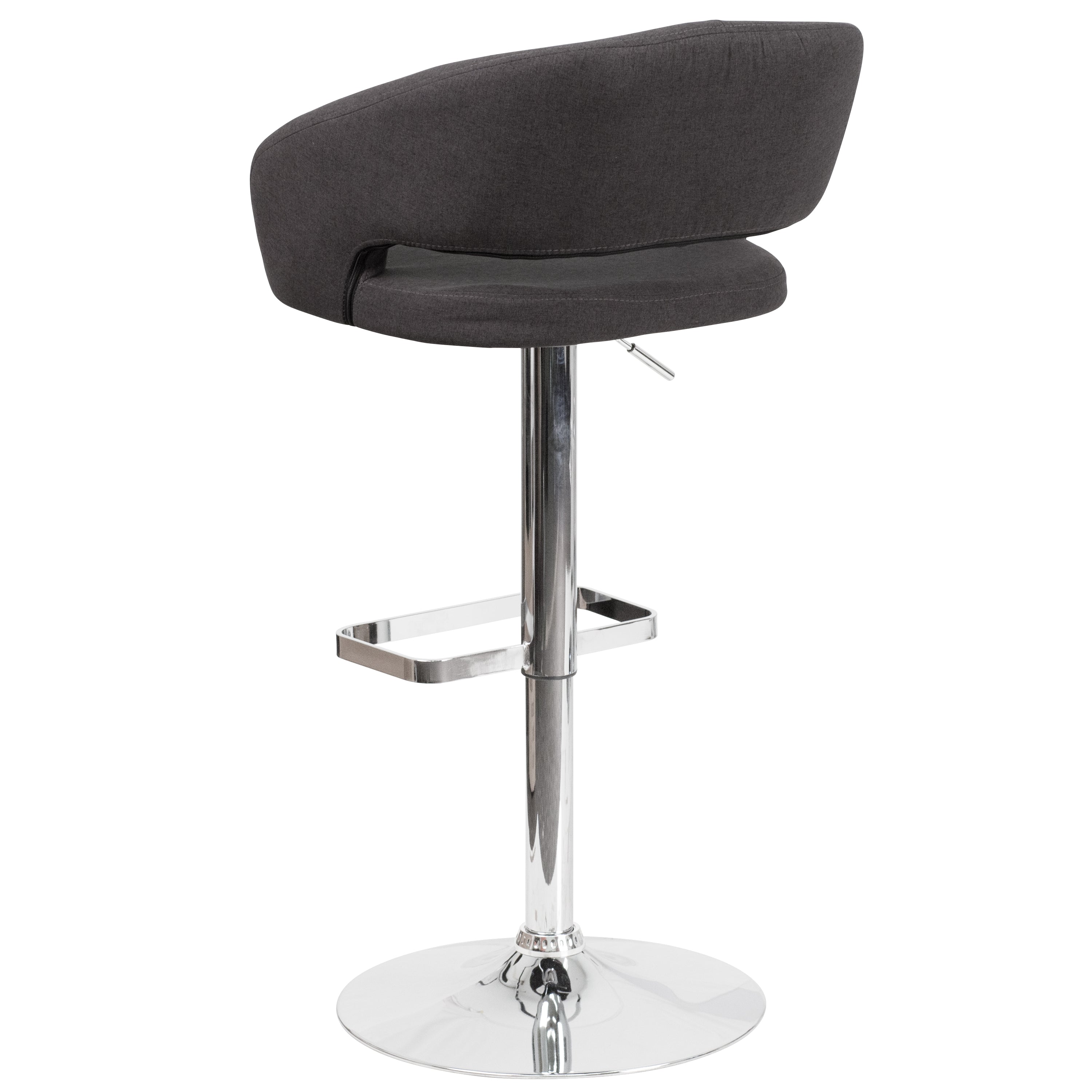 Contemporary Vinyl Adjustable Height Barstool with Rounded Mid-Back