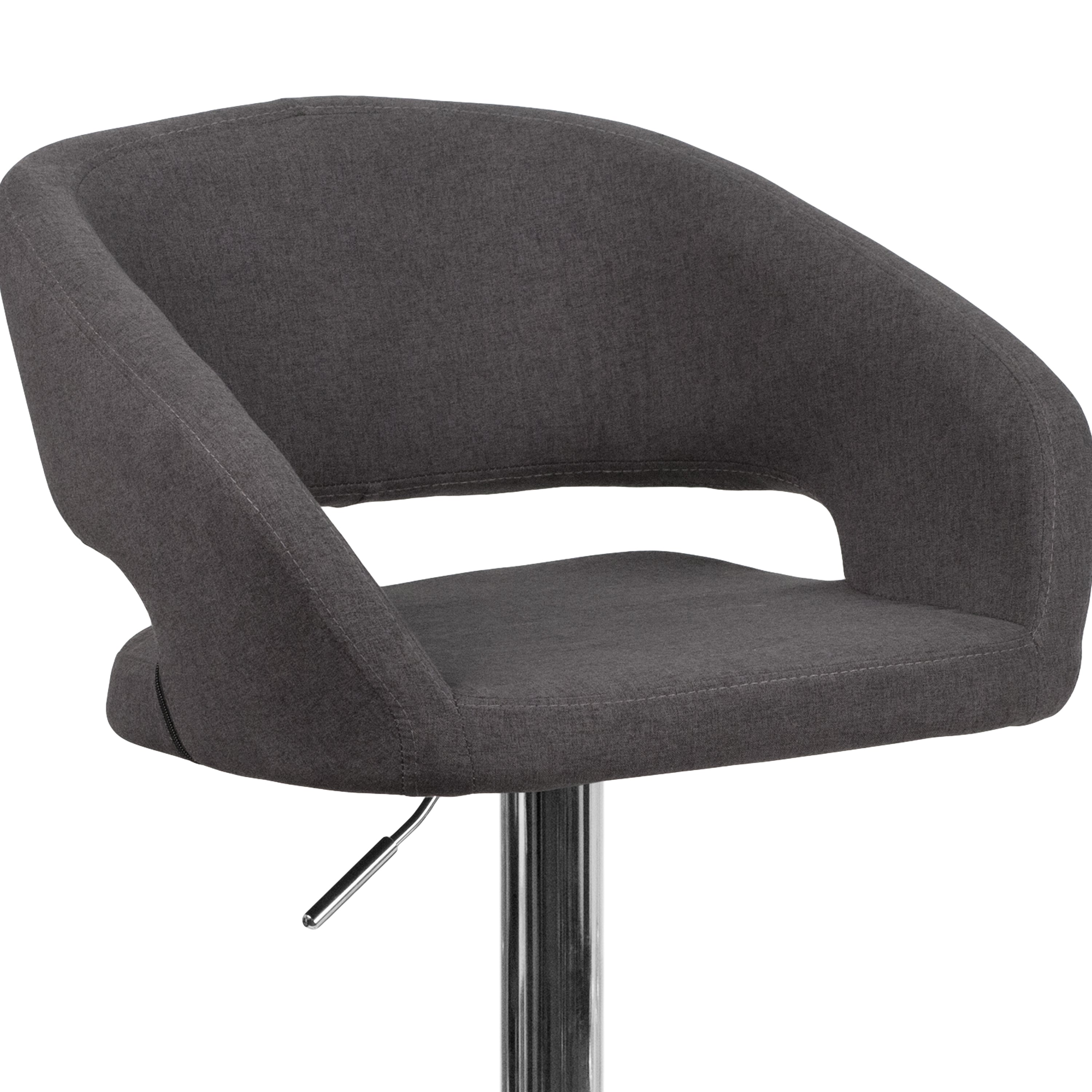 Contemporary Vinyl Adjustable Height Barstool with Rounded Mid-Back