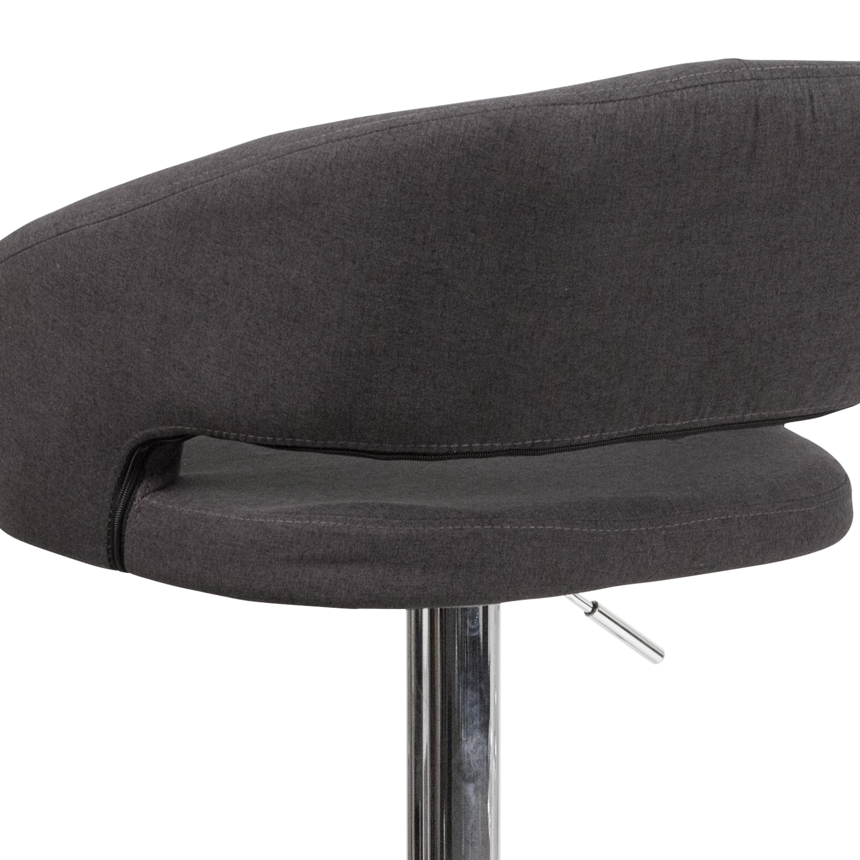 Contemporary Vinyl Adjustable Height Barstool with Rounded Mid-Back