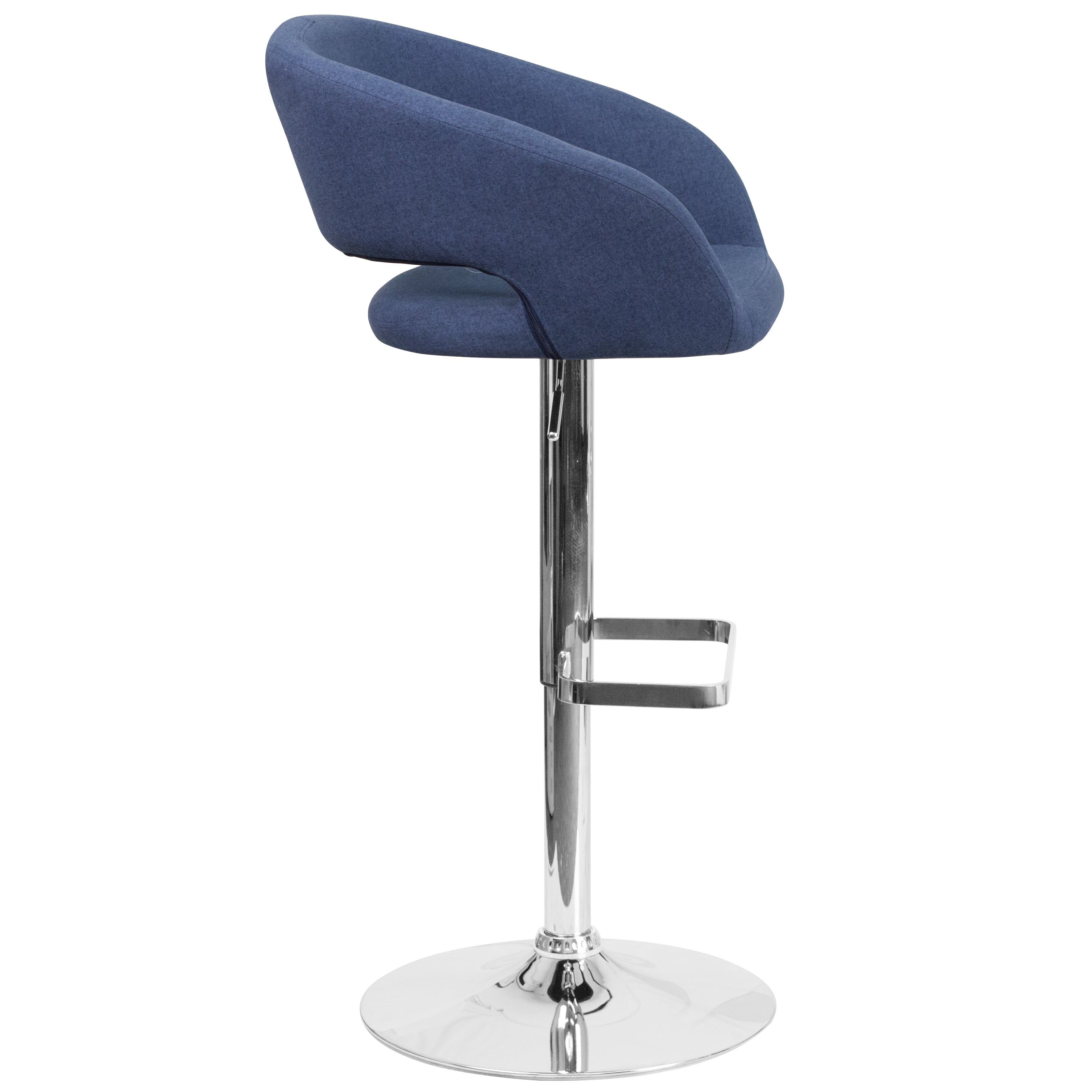 Contemporary Vinyl Adjustable Height Barstool with Rounded Mid-Back