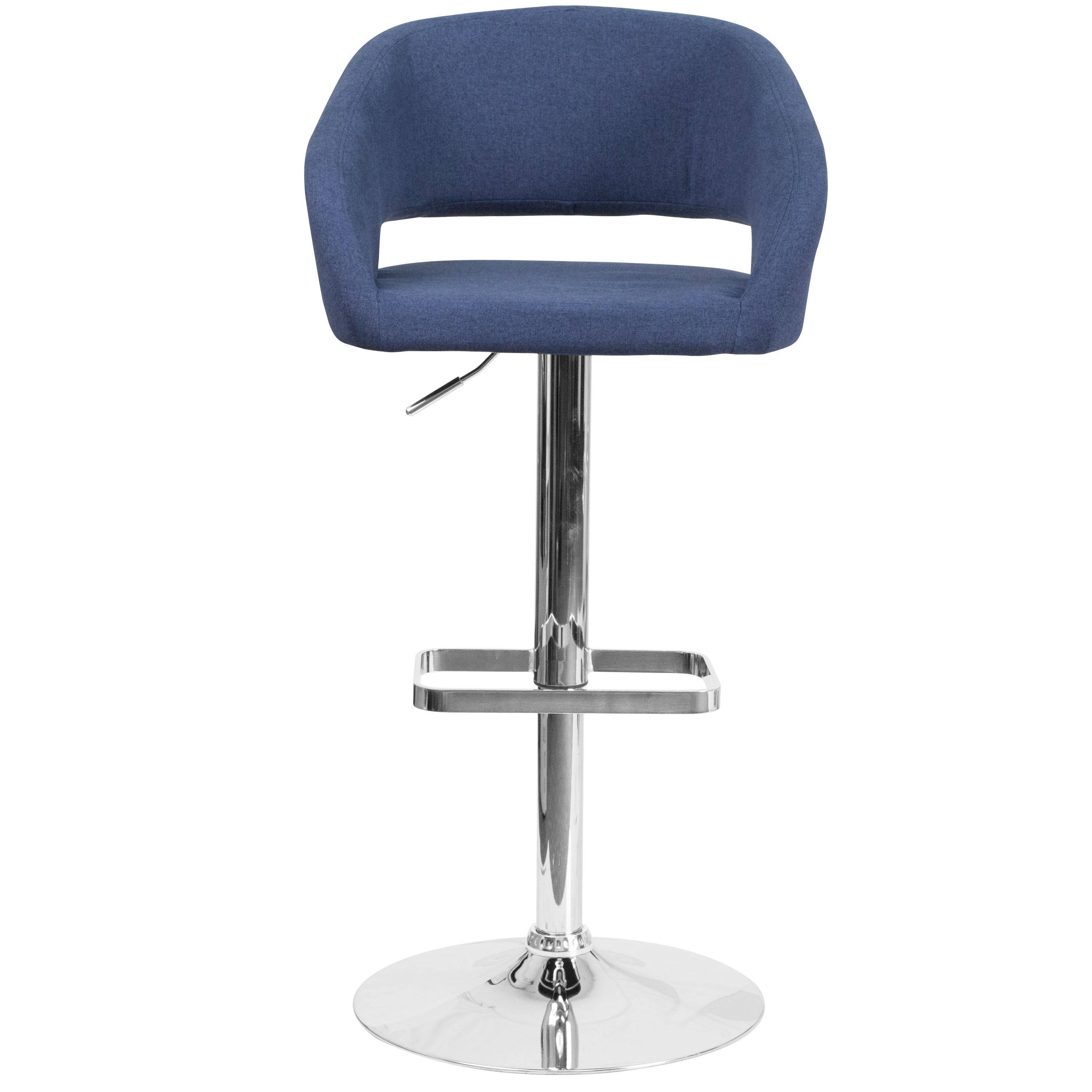 Contemporary Vinyl Adjustable Height Barstool with Rounded Mid-Back