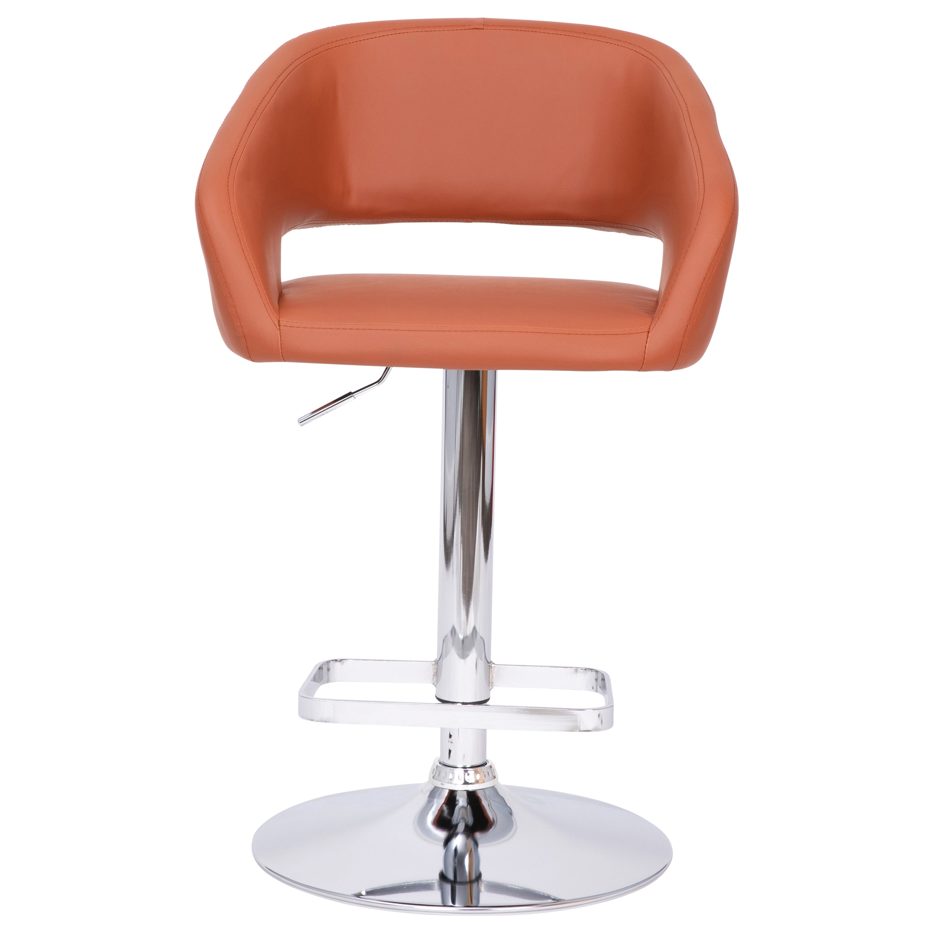 Contemporary Vinyl Adjustable Height Barstool with Rounded Mid-Back