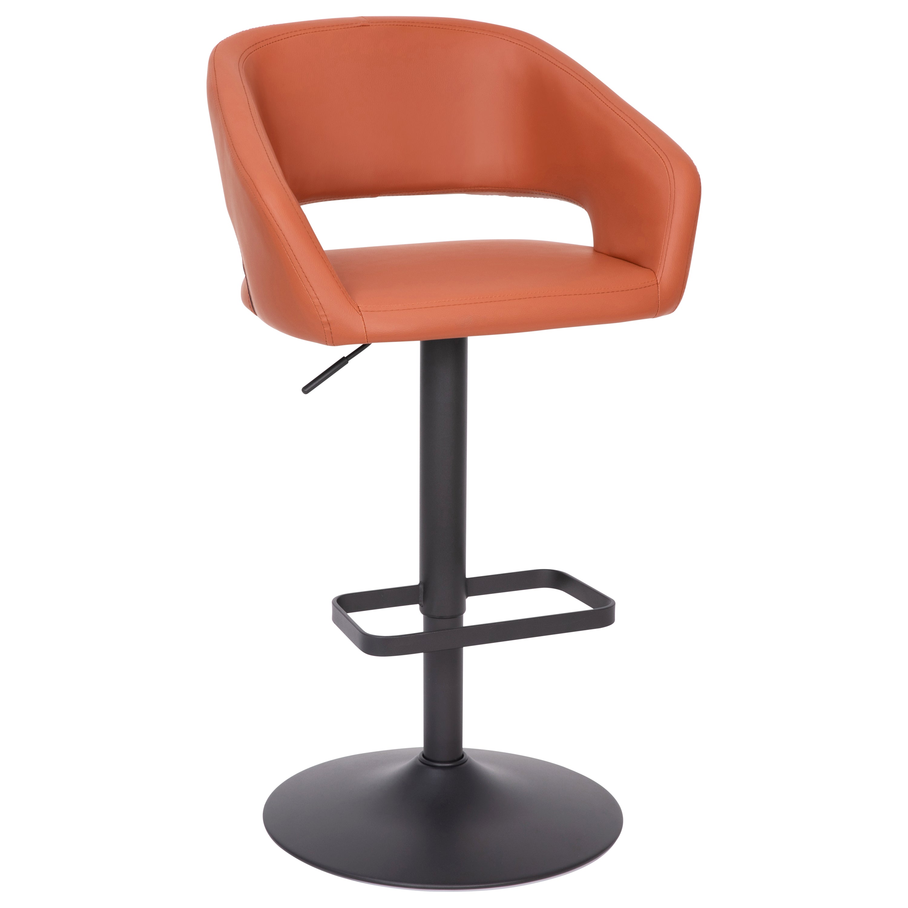 Contemporary Vinyl Adjustable Height Barstool with Rounded Mid-Back