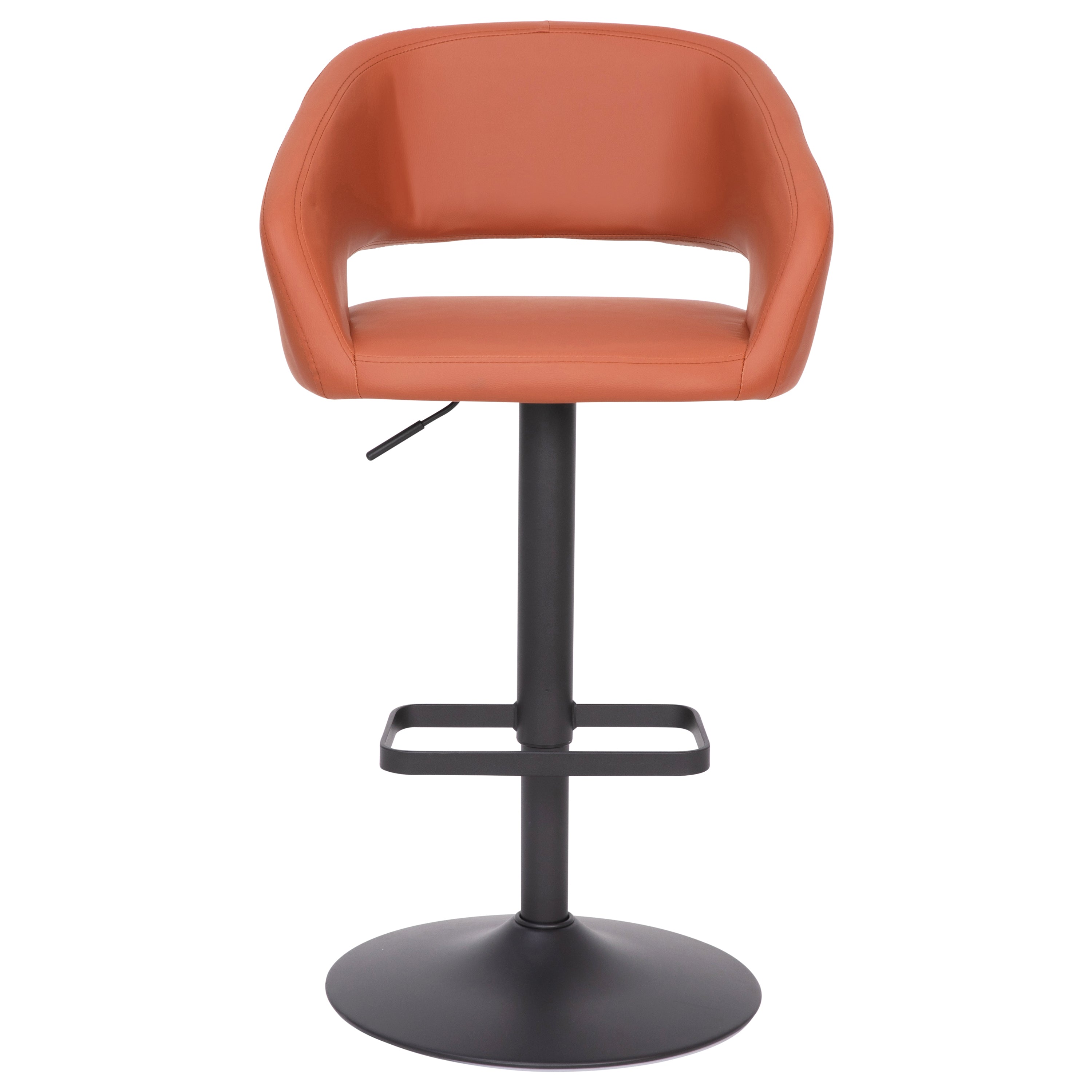 Contemporary Vinyl Adjustable Height Barstool with Rounded Mid-Back