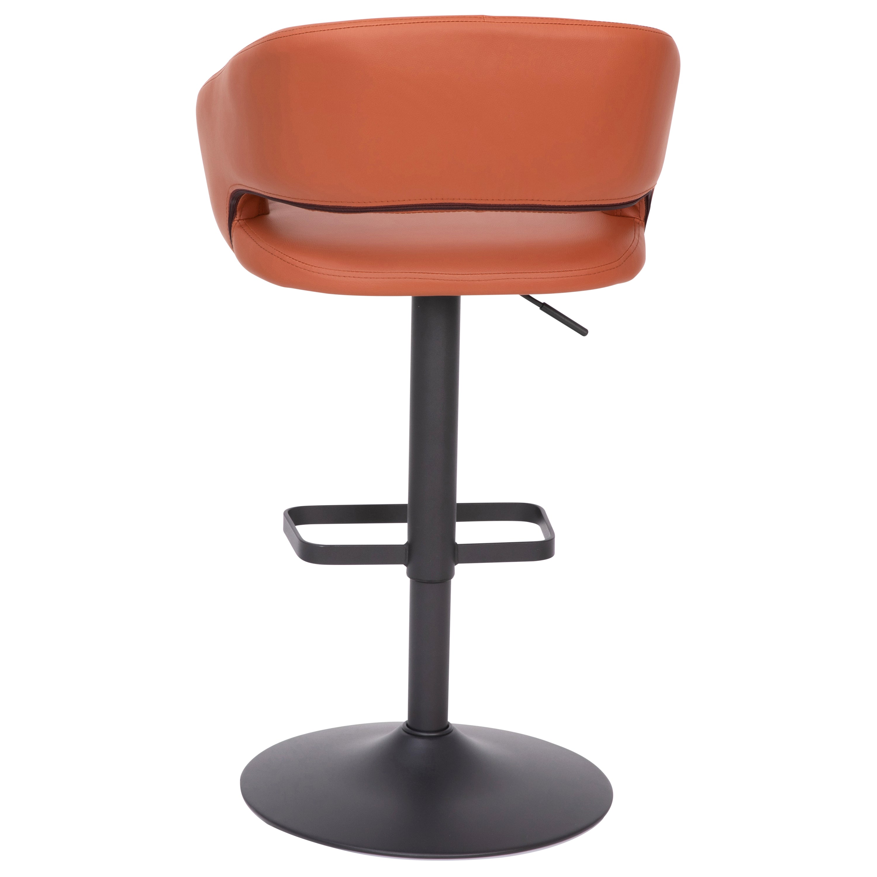 Contemporary Vinyl Adjustable Height Barstool with Rounded Mid-Back