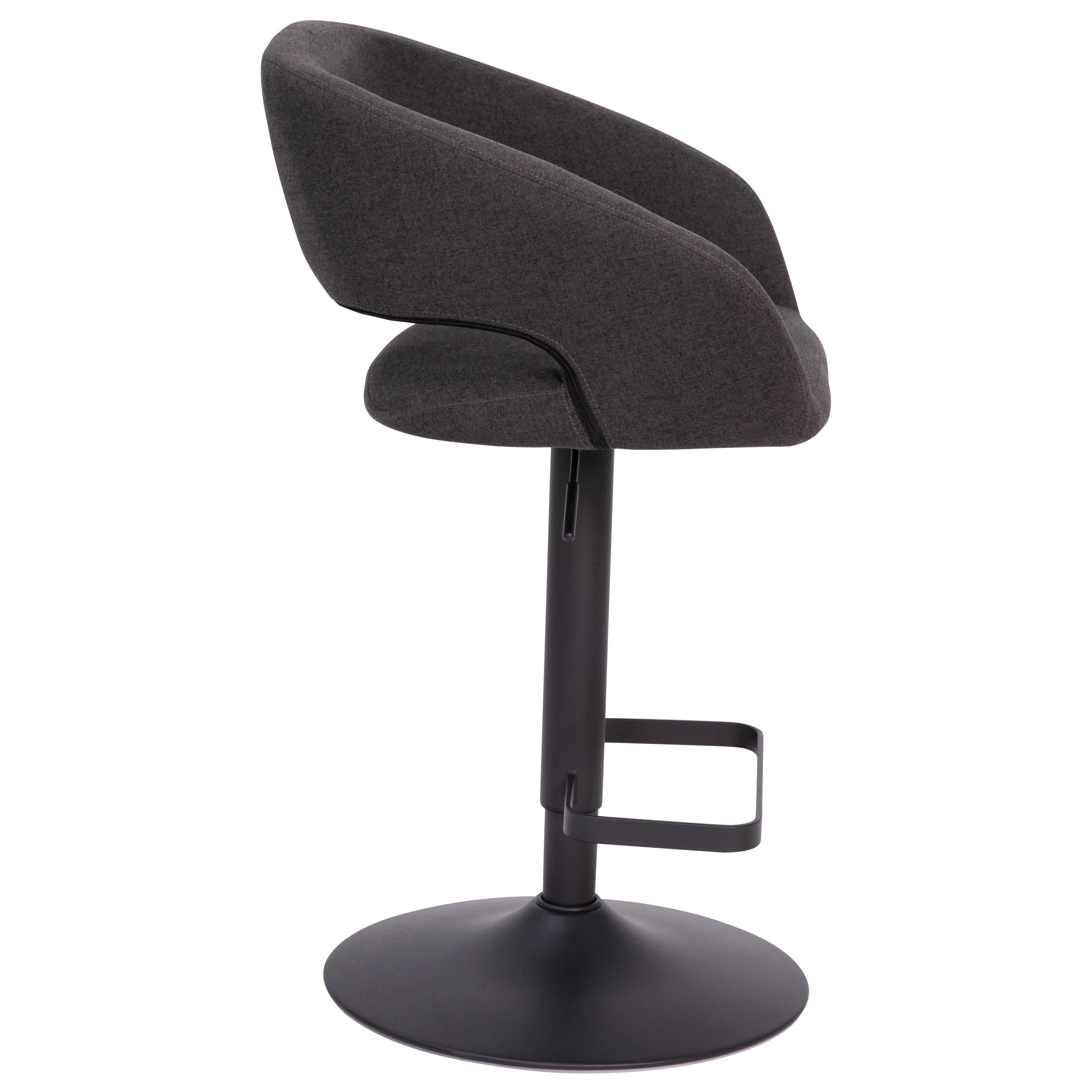Contemporary Vinyl Adjustable Height Barstool with Rounded Mid-Back