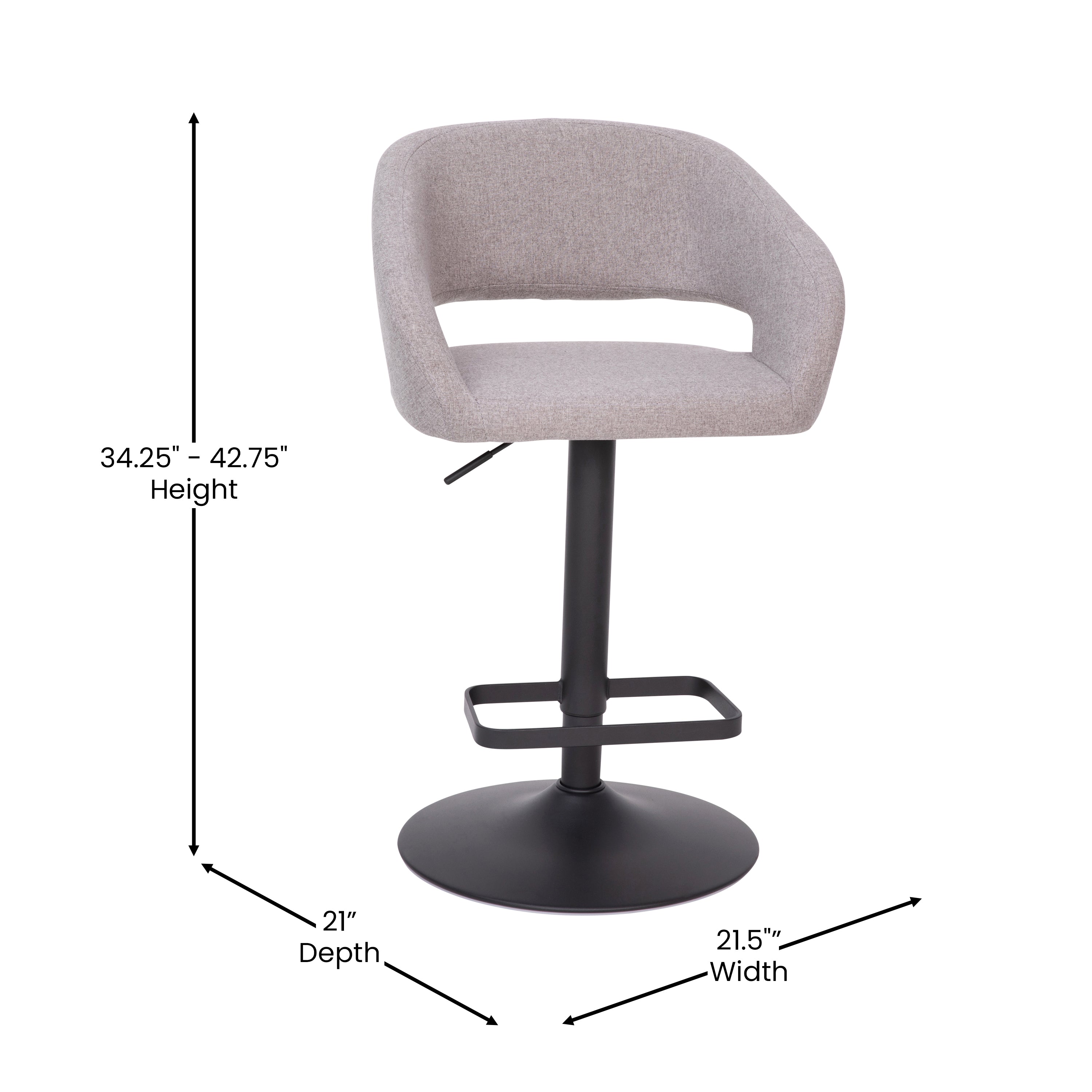 Contemporary Vinyl Adjustable Height Barstool with Rounded Mid-Back