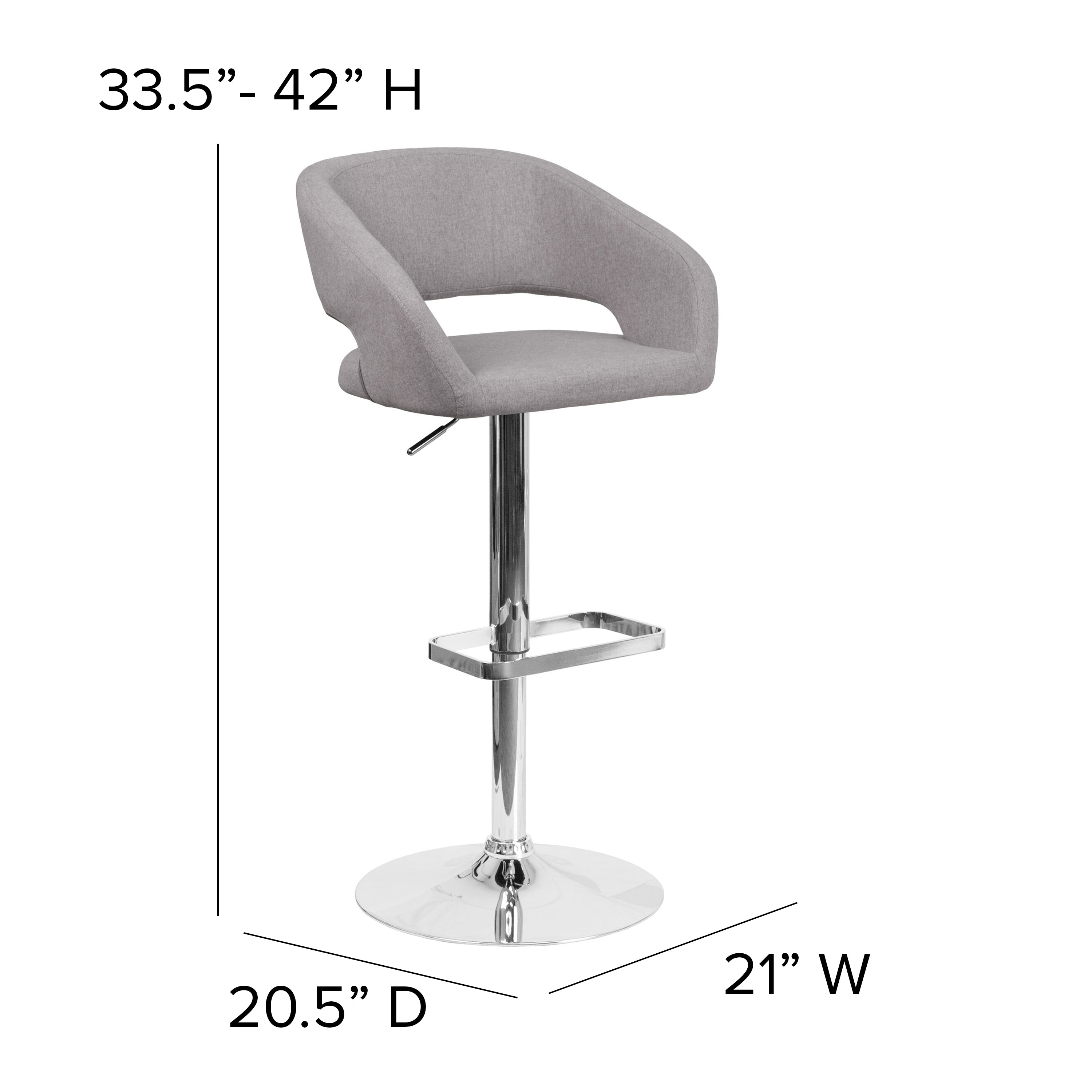 Contemporary Vinyl Adjustable Height Barstool with Rounded Mid-Back