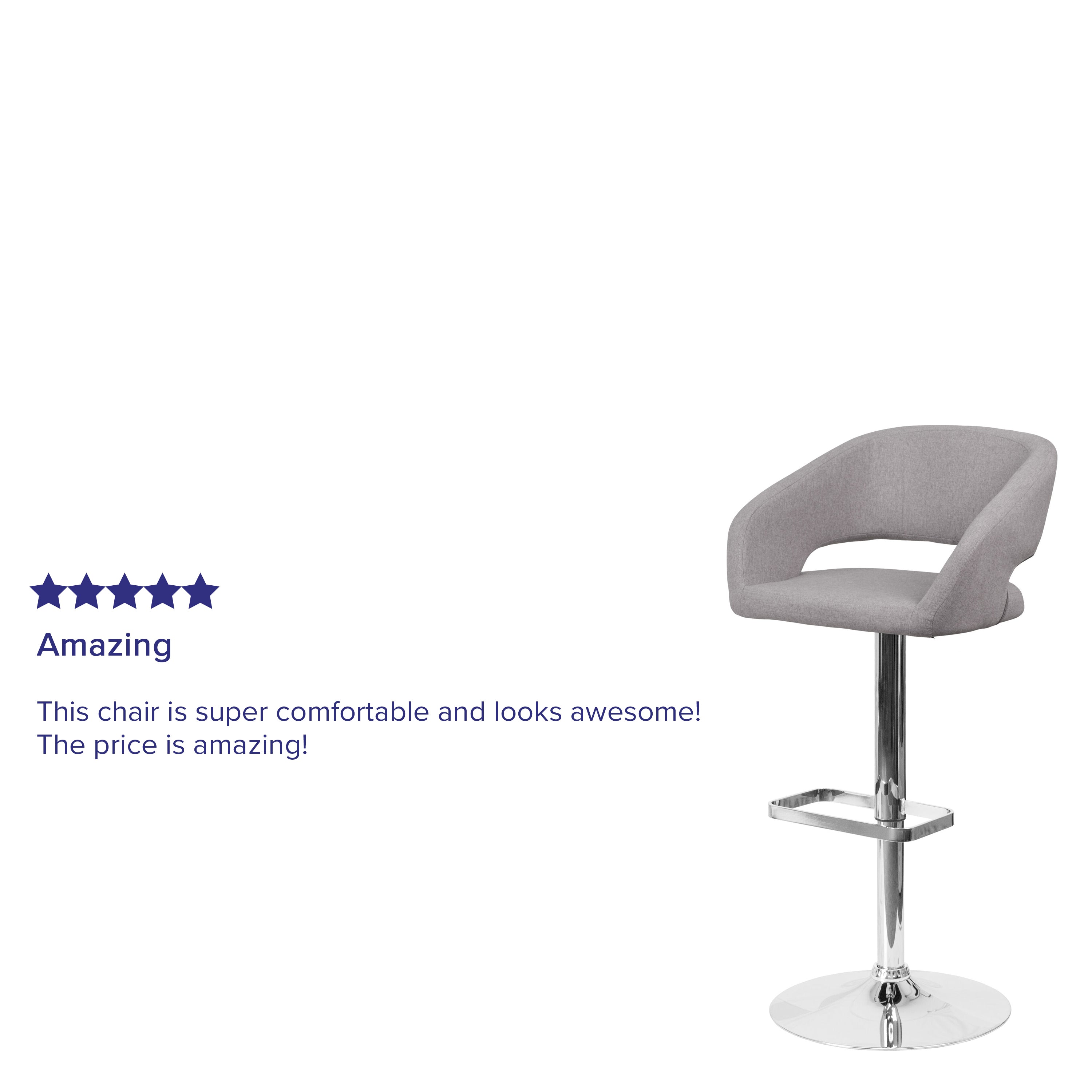 Contemporary Vinyl Adjustable Height Barstool with Rounded Mid-Back