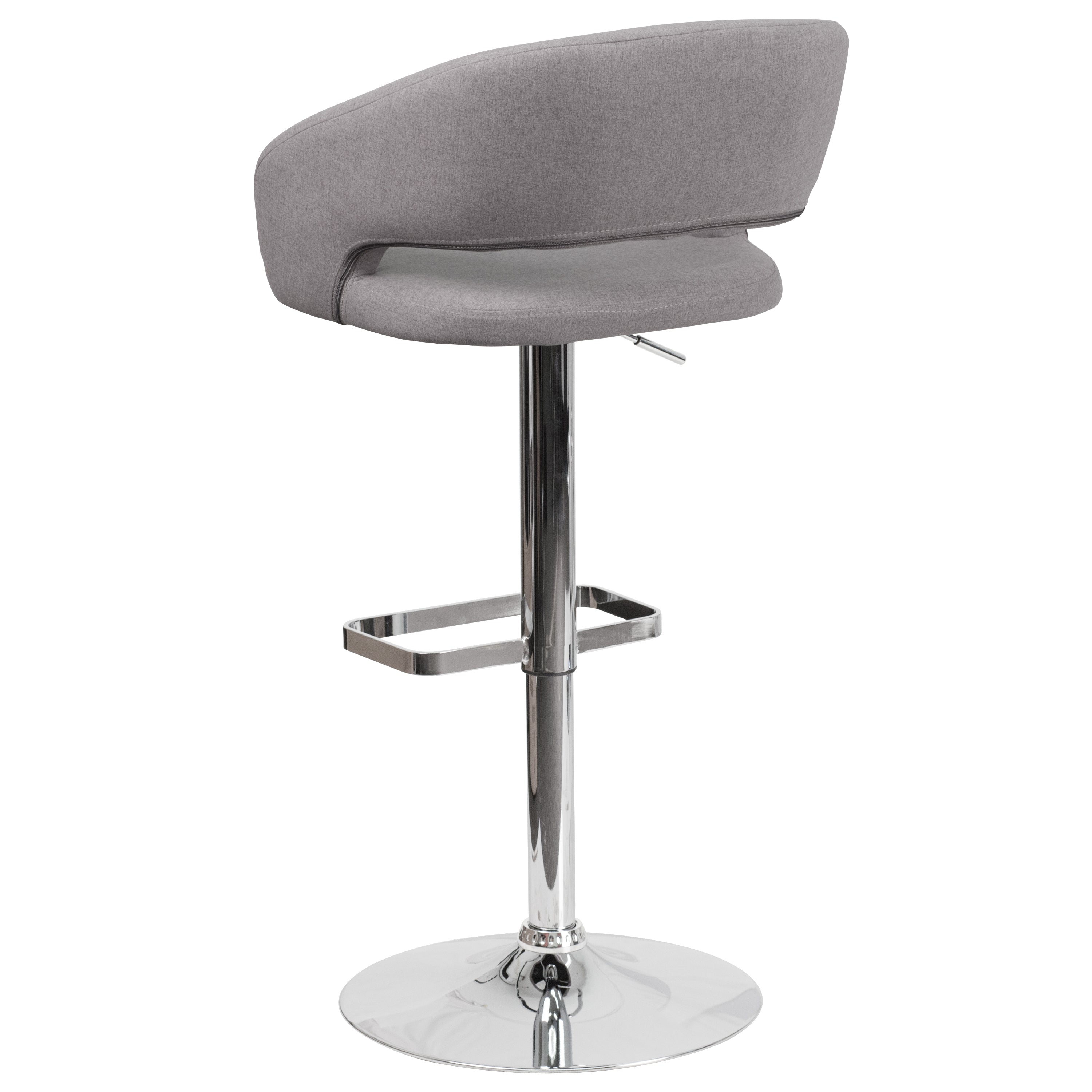 Contemporary Vinyl Adjustable Height Barstool with Rounded Mid-Back