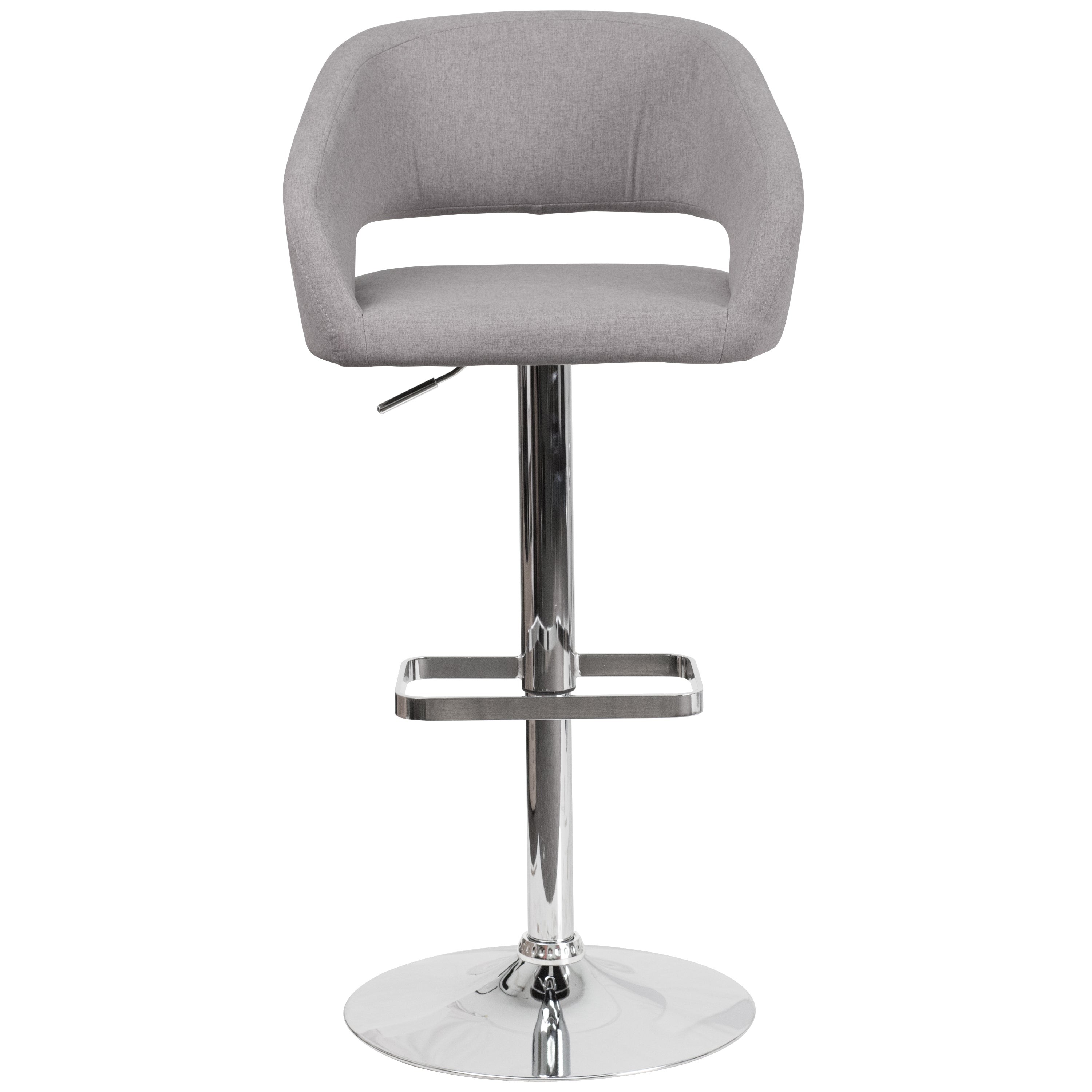 Contemporary Vinyl Adjustable Height Barstool with Rounded Mid-Back
