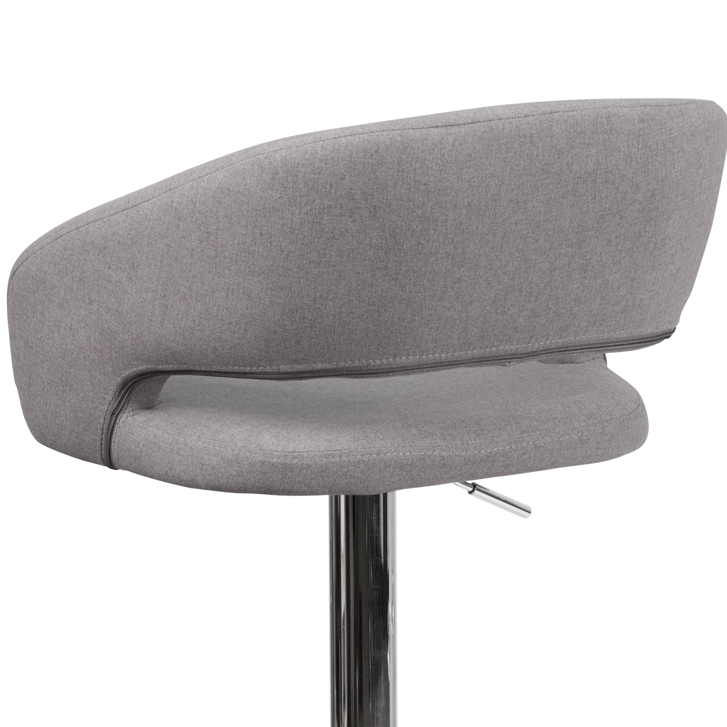 Contemporary Vinyl Adjustable Height Barstool with Rounded Mid-Back