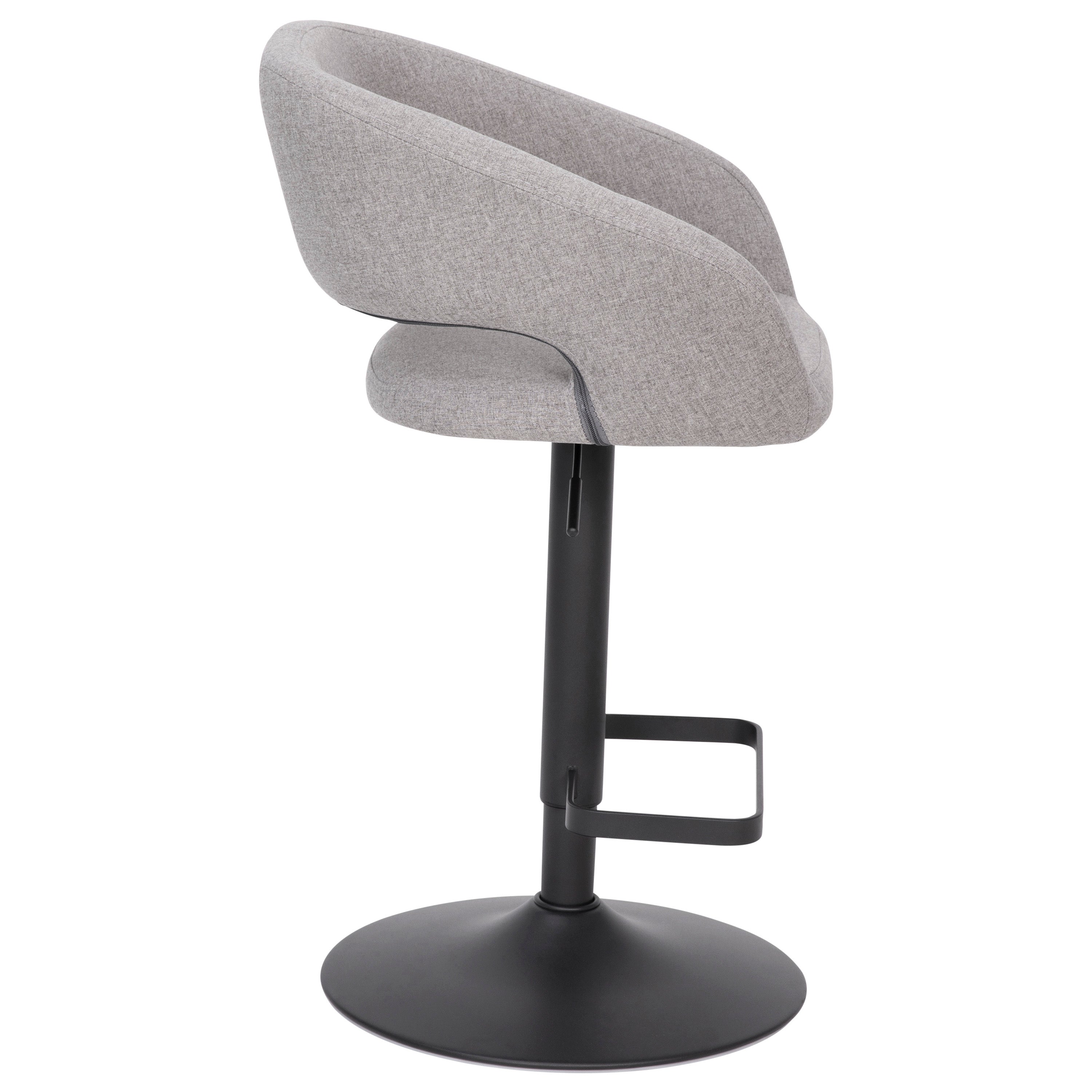 Contemporary Vinyl Adjustable Height Barstool with Rounded Mid-Back