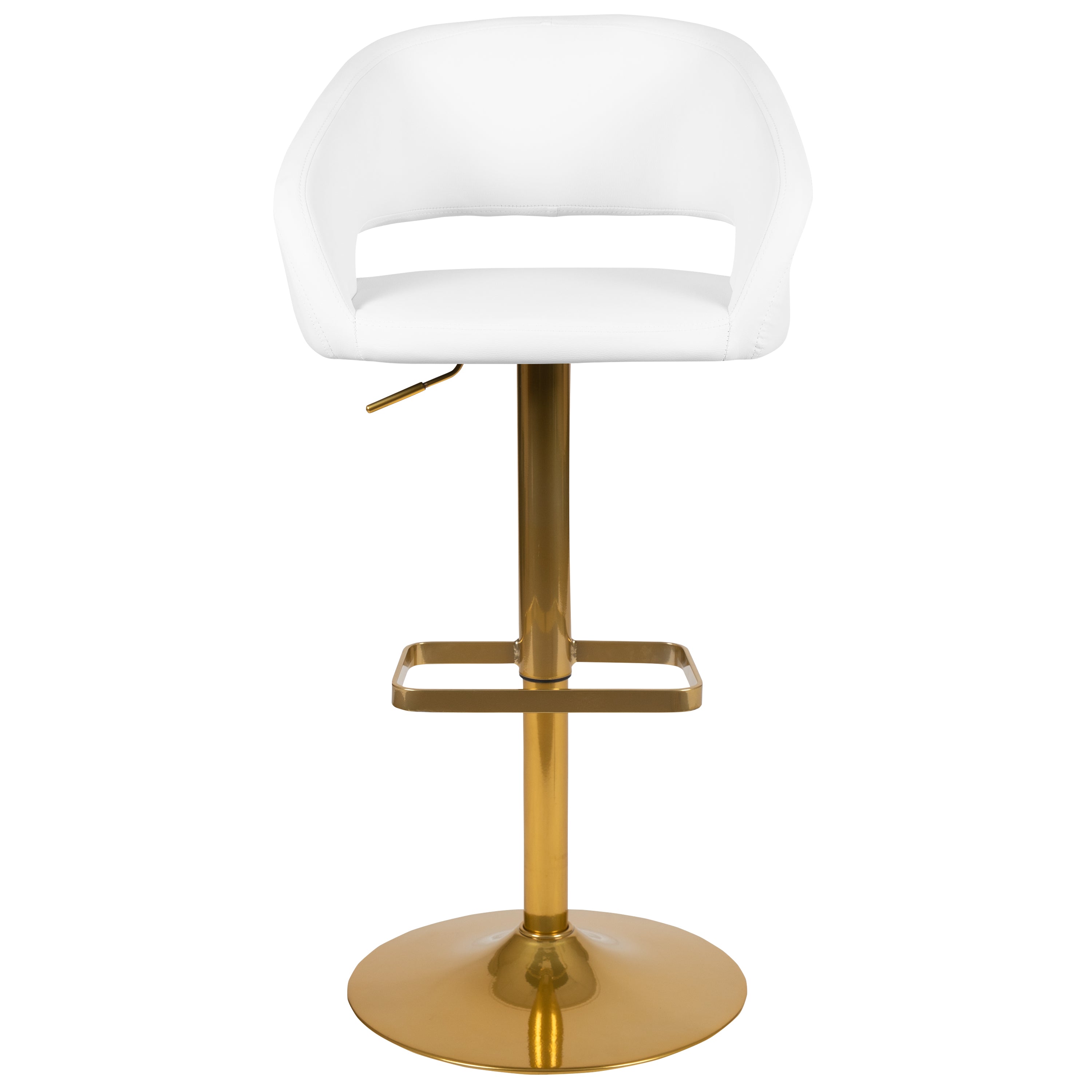 Contemporary Vinyl Adjustable Height Barstool with Rounded Mid-Back
