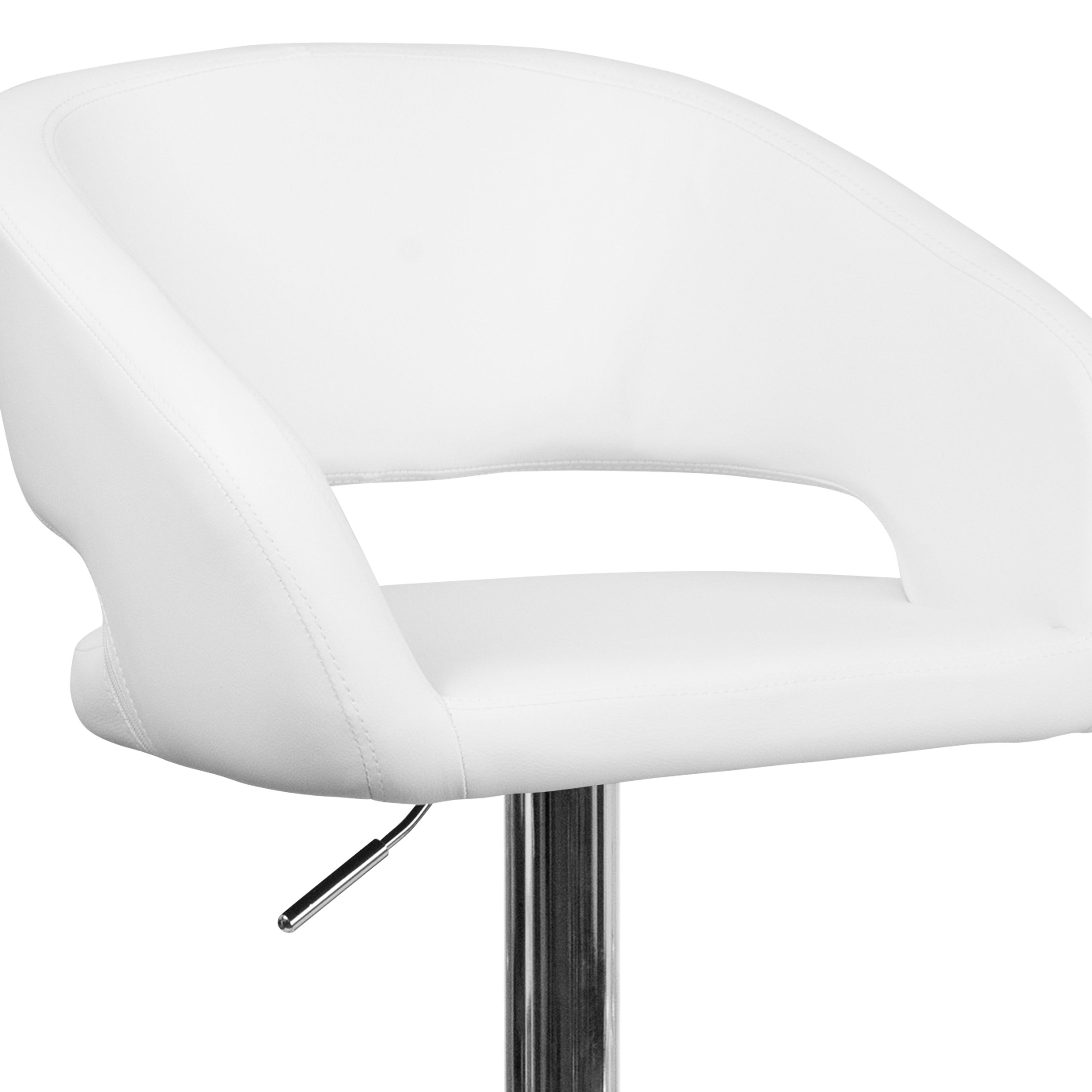 Contemporary Vinyl Adjustable Height Barstool with Rounded Mid-Back