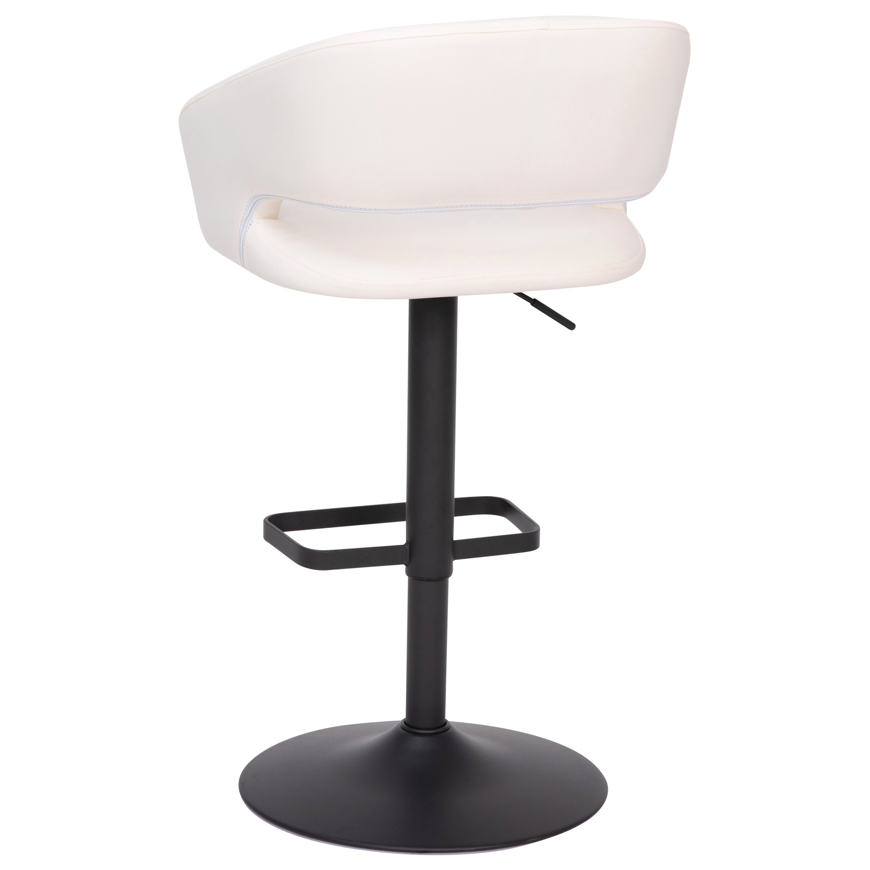 Contemporary Vinyl Adjustable Height Barstool with Rounded Mid-Back