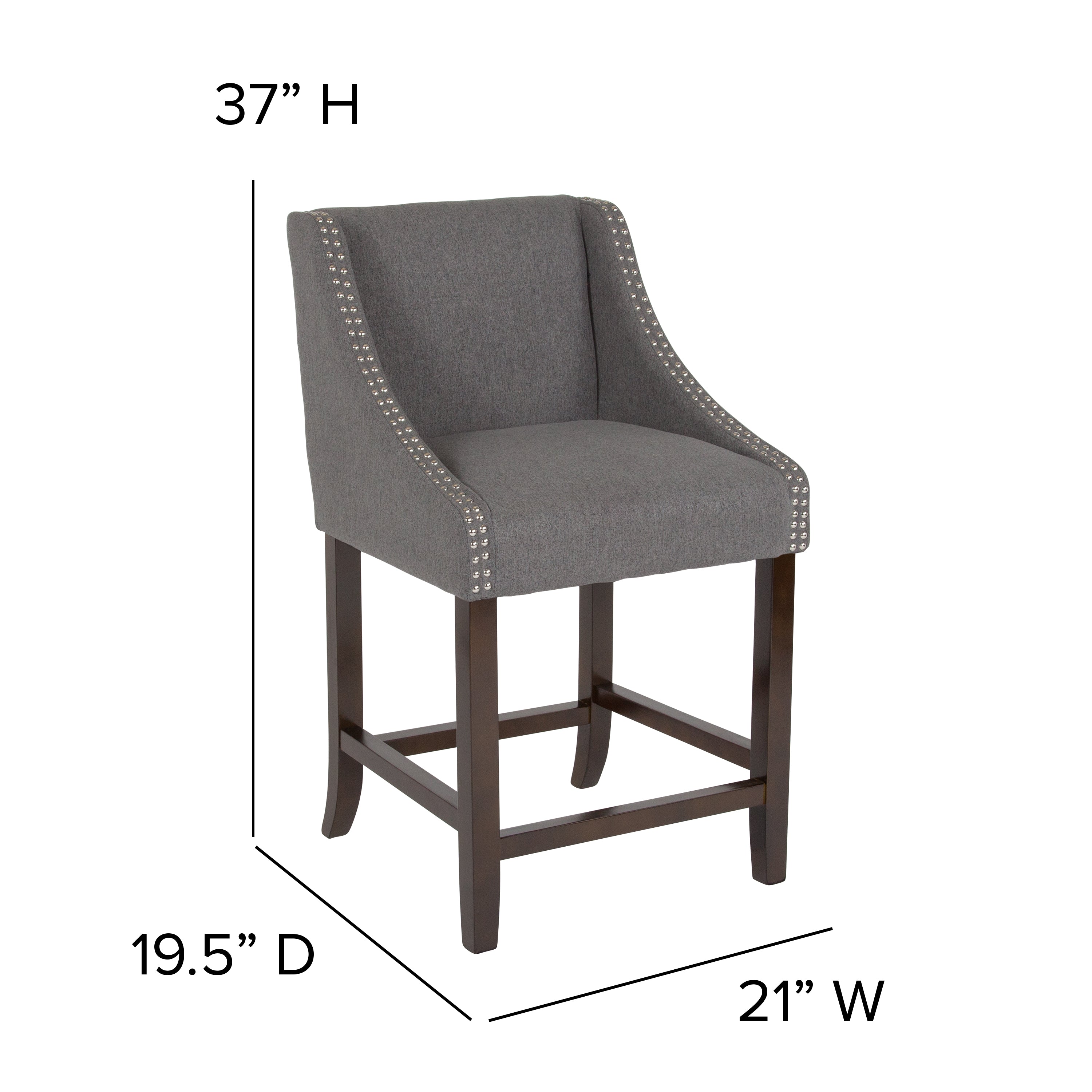 Carmel Series 24" High Transitional Wood Counter Height Stool with Accent Nail Trim