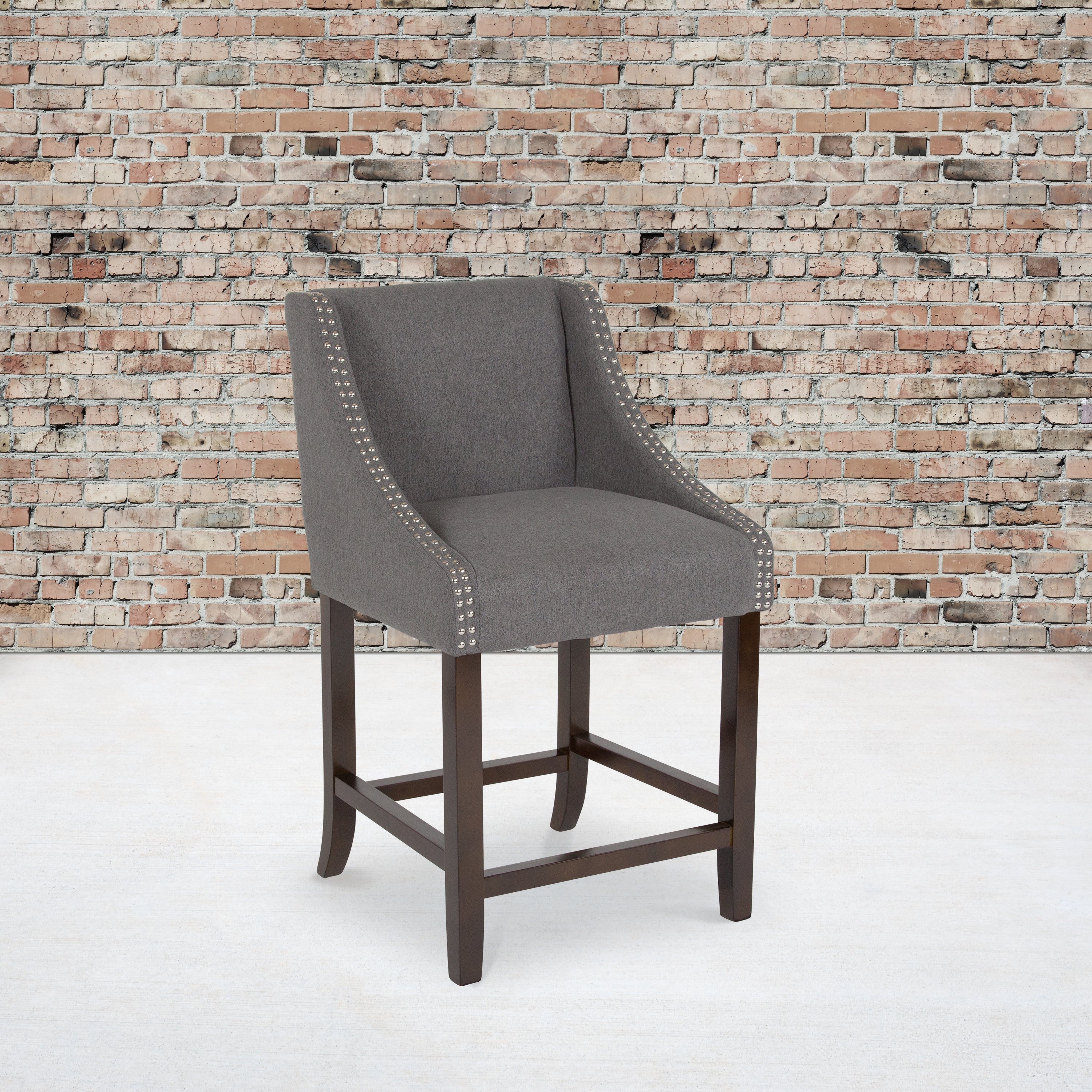 Carmel Series 24" High Transitional Wood Counter Height Stool with Accent Nail Trim