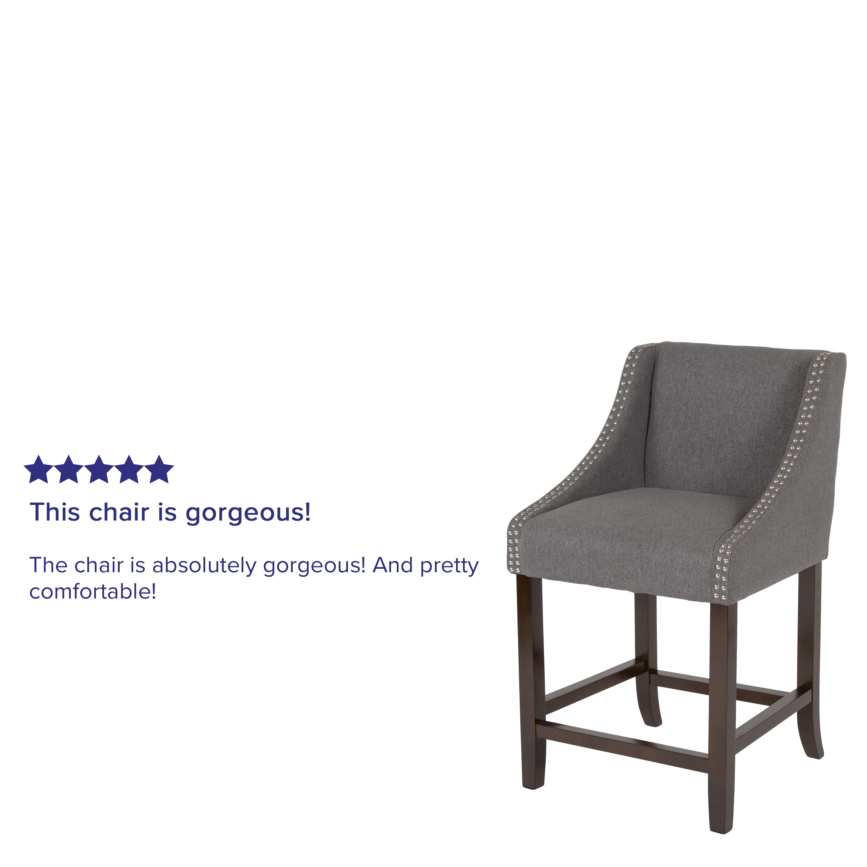 Carmel Series 24" High Transitional Wood Counter Height Stool with Accent Nail Trim