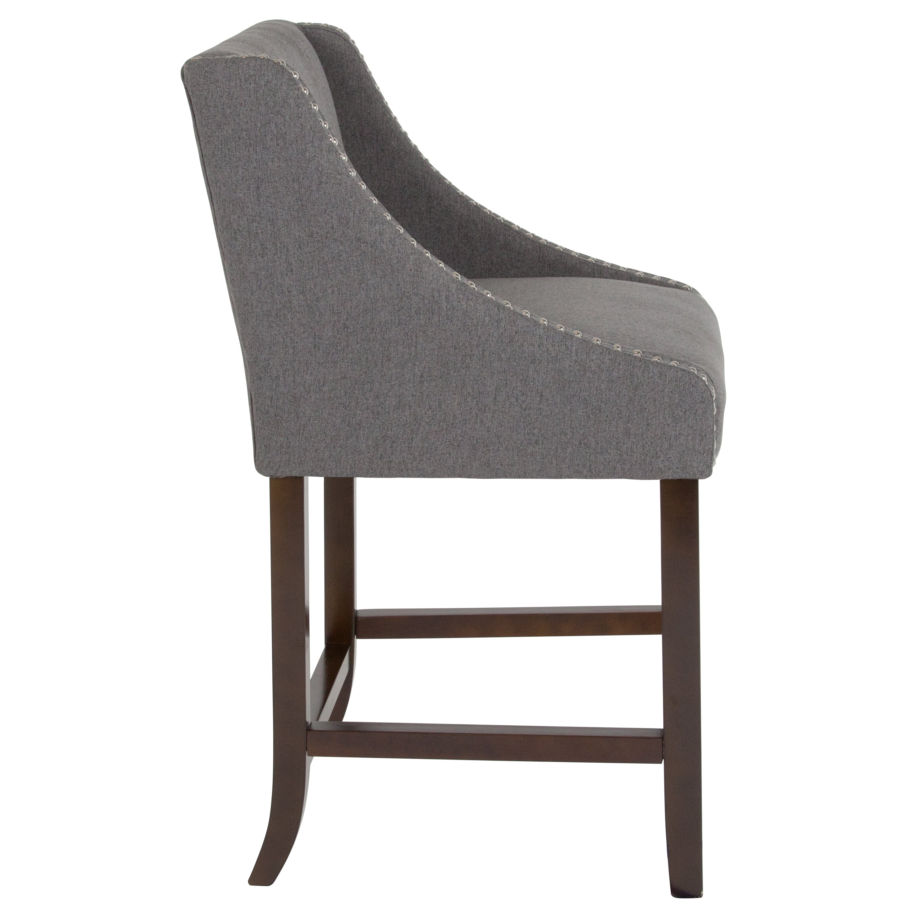 Carmel Series 24" High Transitional Wood Counter Height Stool with Accent Nail Trim
