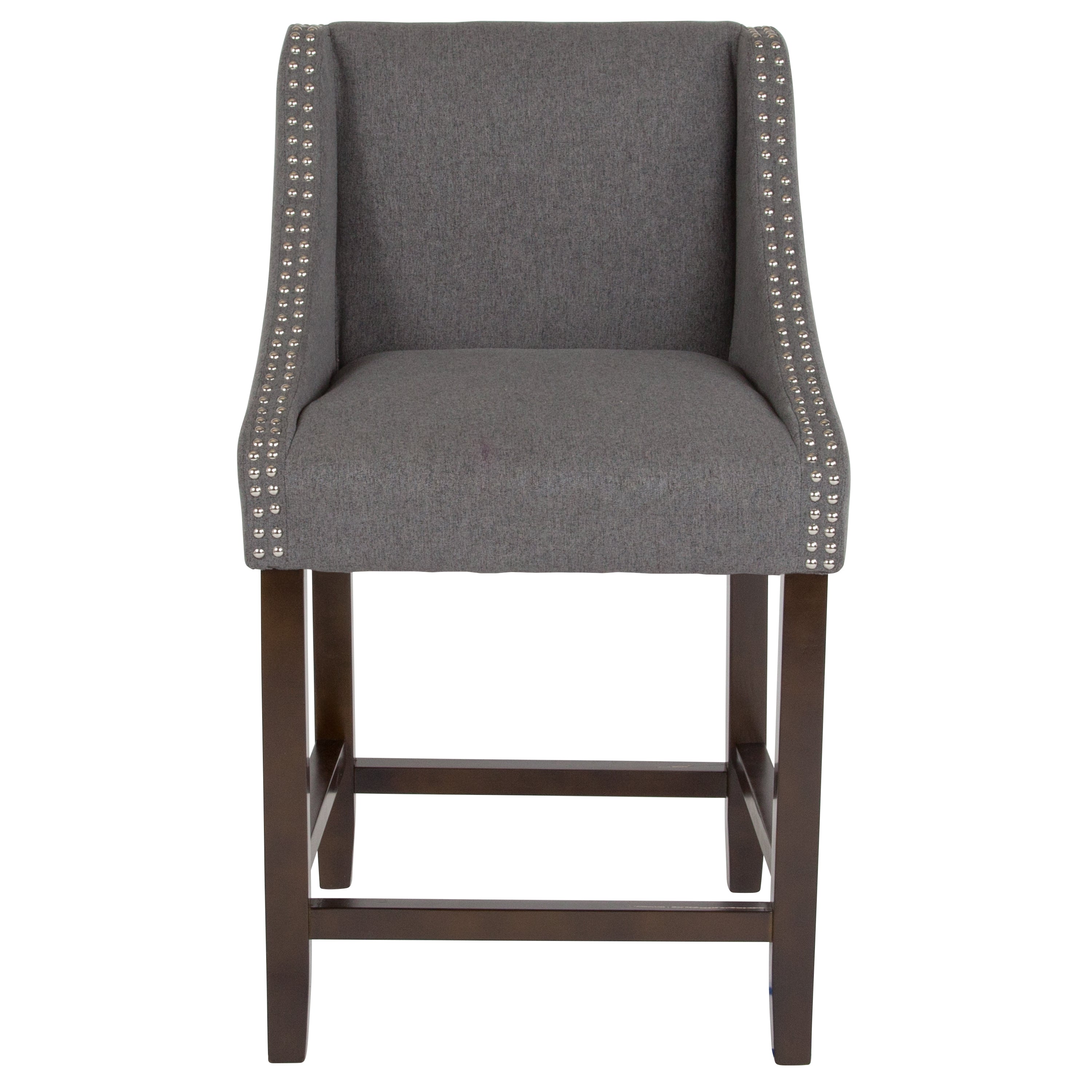 Carmel Series 24" High Transitional Wood Counter Height Stool with Accent Nail Trim