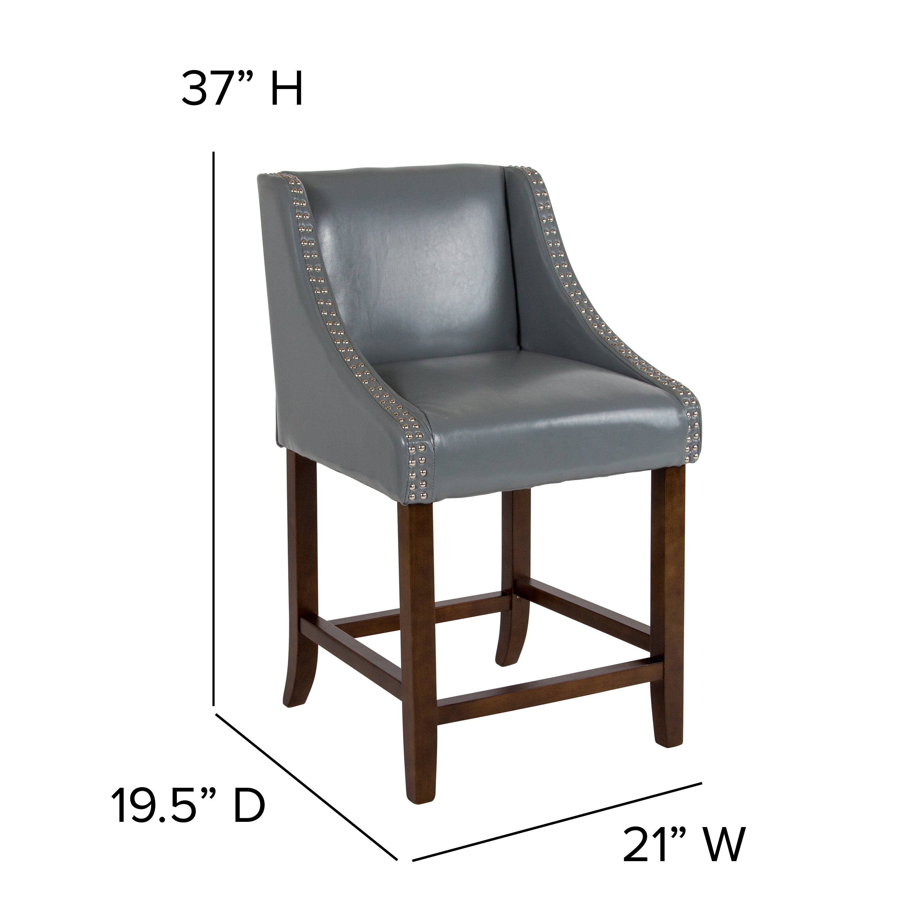 Carmel Series 24" High Transitional Wood Counter Height Stool with Accent Nail Trim