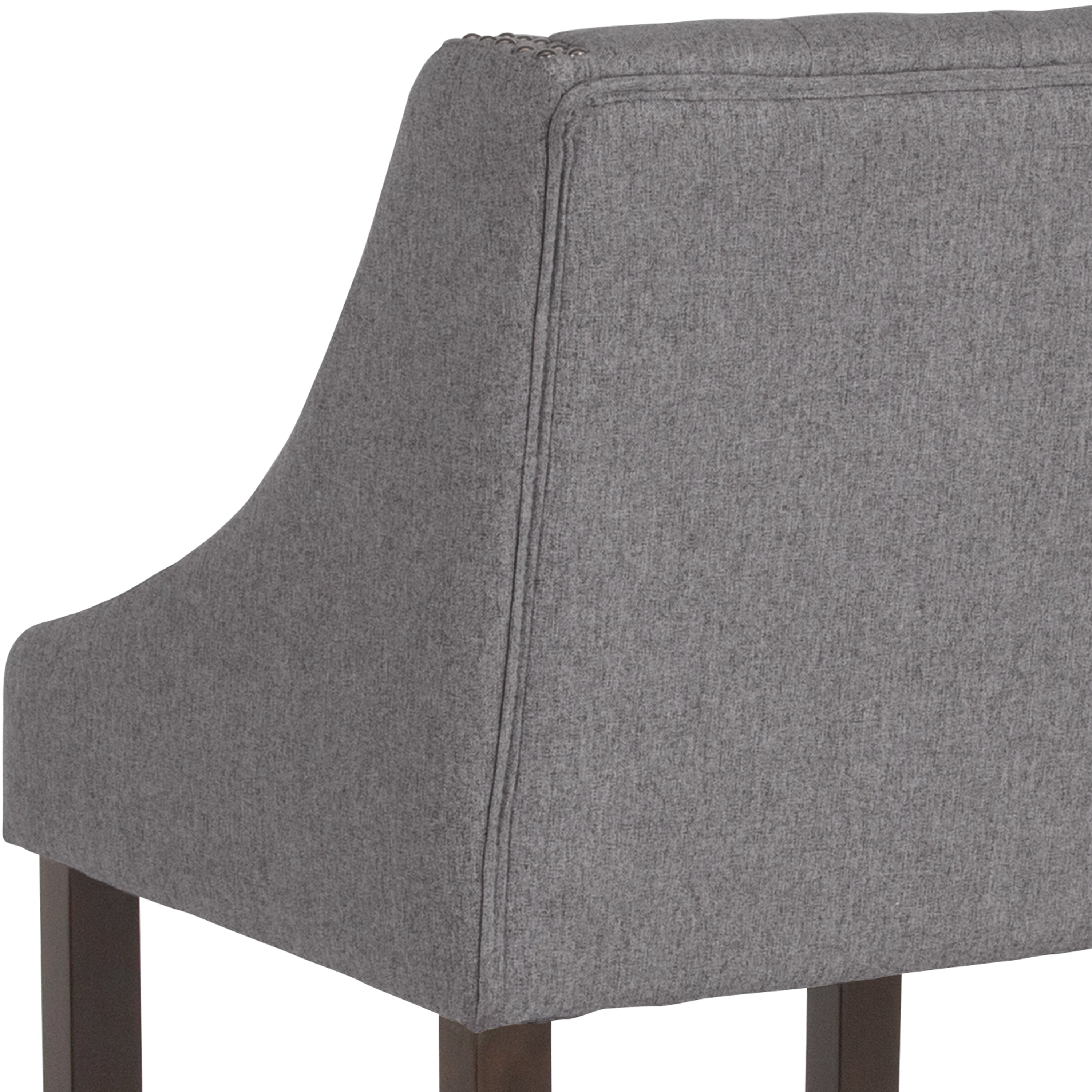 Carmel Series 24" High Transitional Tufted Walnut Counter Height Stool with Accent Nail Trim