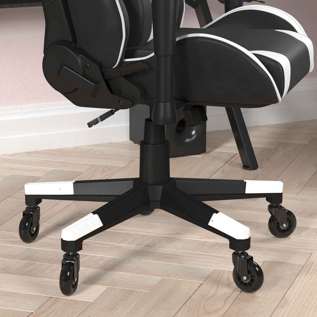 X20 Gaming Chair Racing Office Computer PC Adjustable Chair with Reclining Back and Transparent Roller Wheels